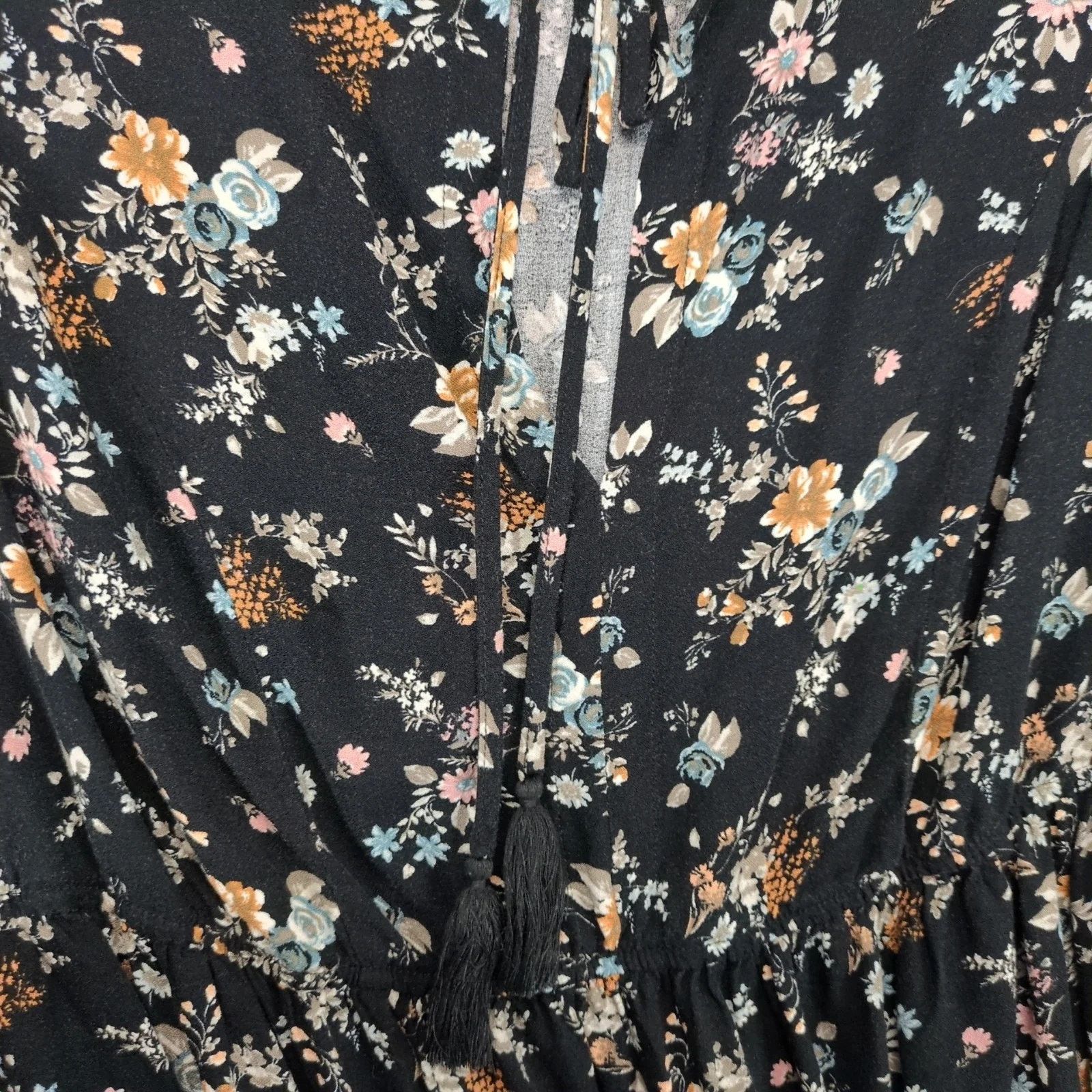 Other Love Fire Women's Plus Size 1X Black Floral Dress Puff Sleev Size XXL / US 16-18 / IT 52-54 - 9 Thumbnail