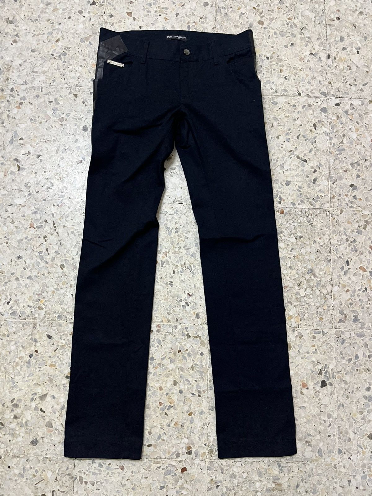 Dolce & Gabbana D&G 14 Gold Black with PVC Side Stripe Pants – Rare Italian Size US 32 / EU 48 - 4 Thumbnail