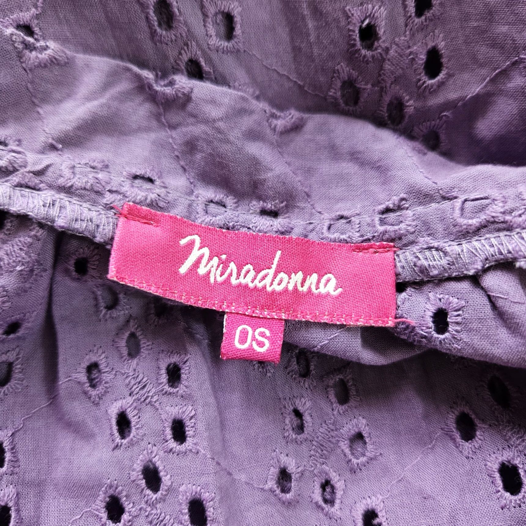 Vintage Miradonna Womens Cover Up One Size Solid Purple Eyelet Cotton Size ONE SIZE - 6 Thumbnail