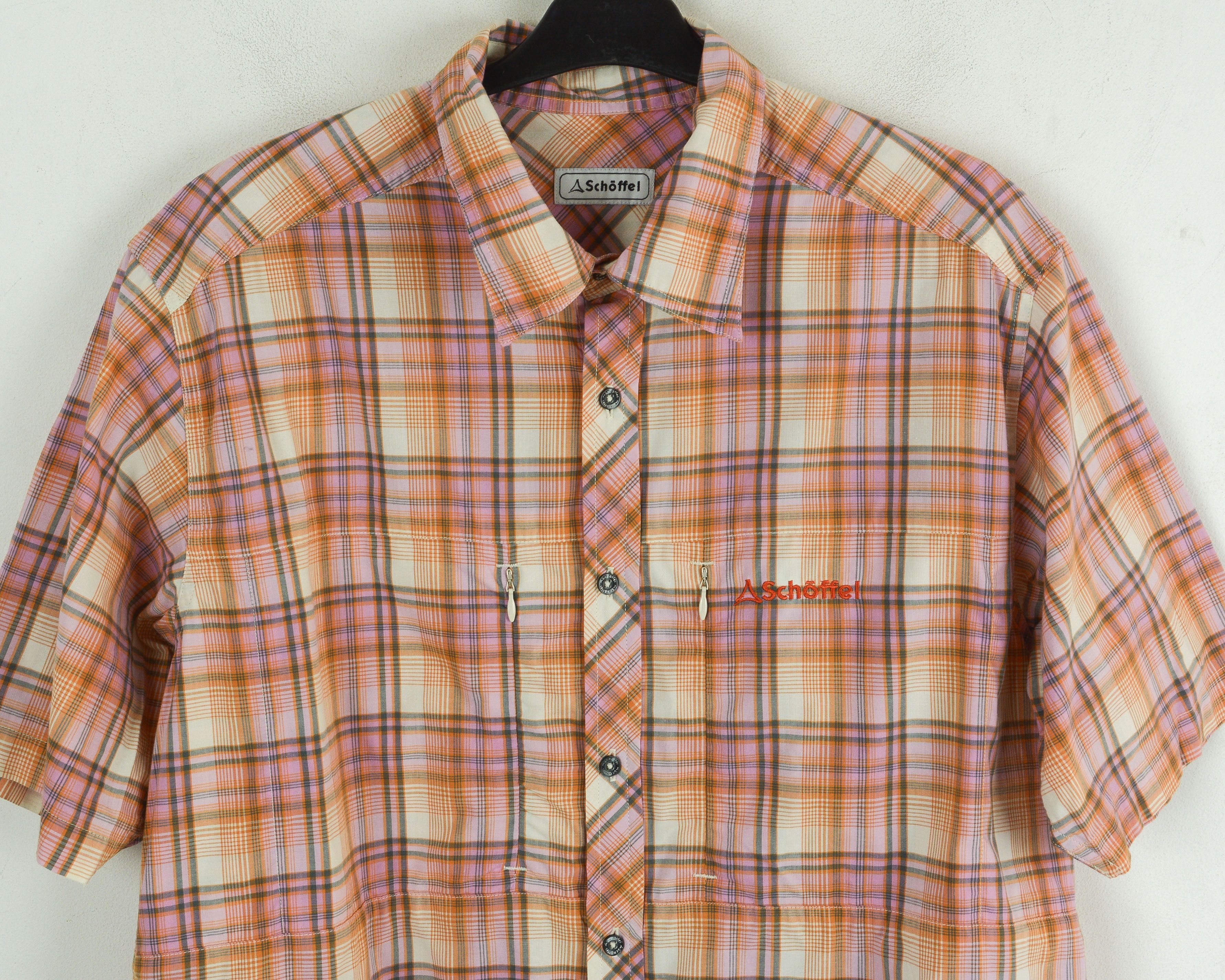 Designer × Vintage SCHOFFEL Casual Shirt Checked Short Sleeved Hiking Outdoor Size US XL / EU 56 / 4 - 2 Thumbnail
