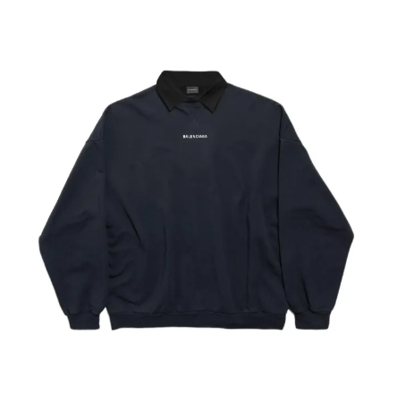 Balenciaga Shirt collar embroidered drop shoulder long-sleeved sweate Size US S / EU 44-46 / 1 - 1 Thumbnail