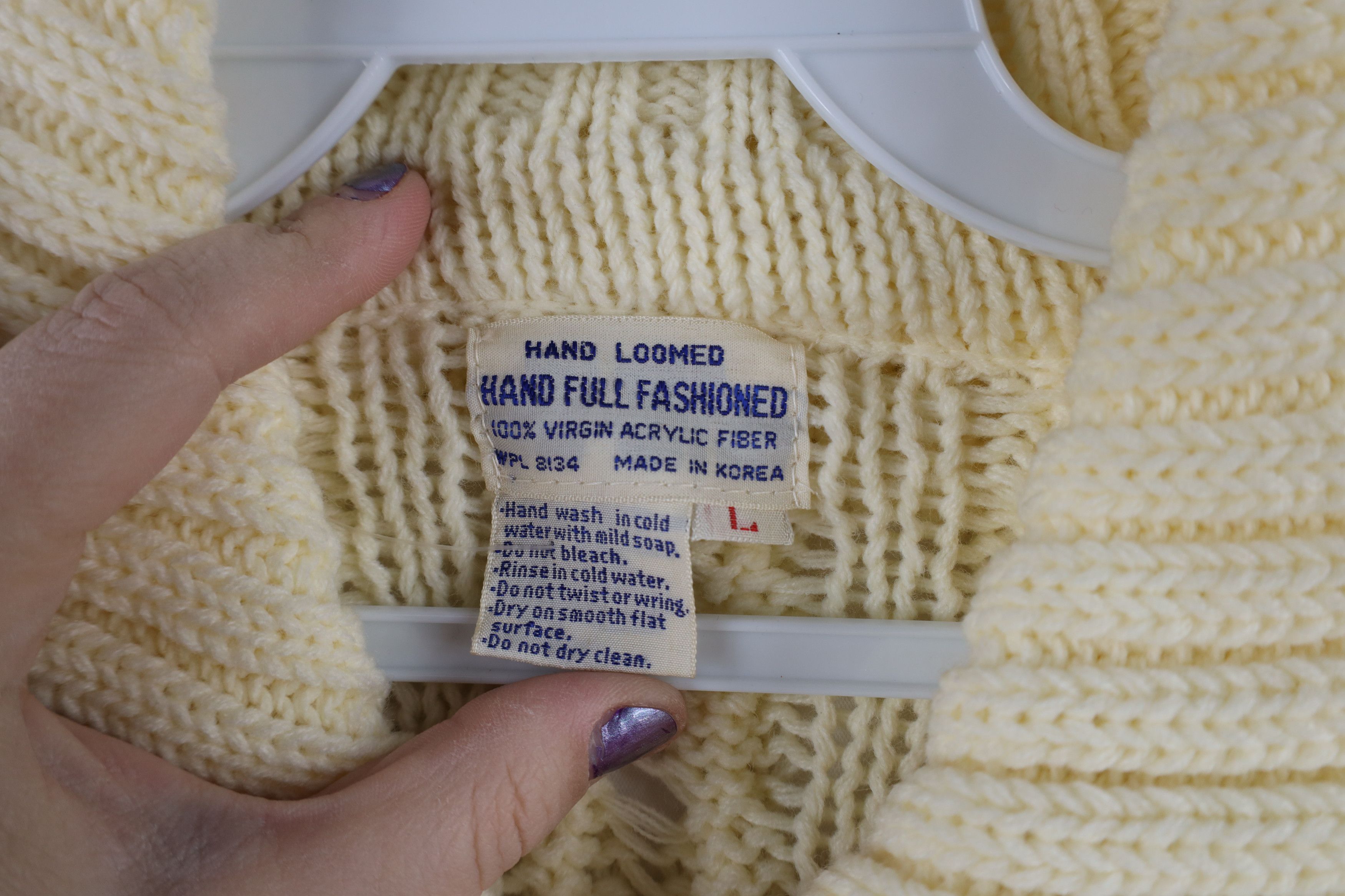 Vintage Deadstock Vintage 70s Cable Knit Fisherman Cardigan Sweater Size L / US 10 / IT 46 - 11 Thumbnail