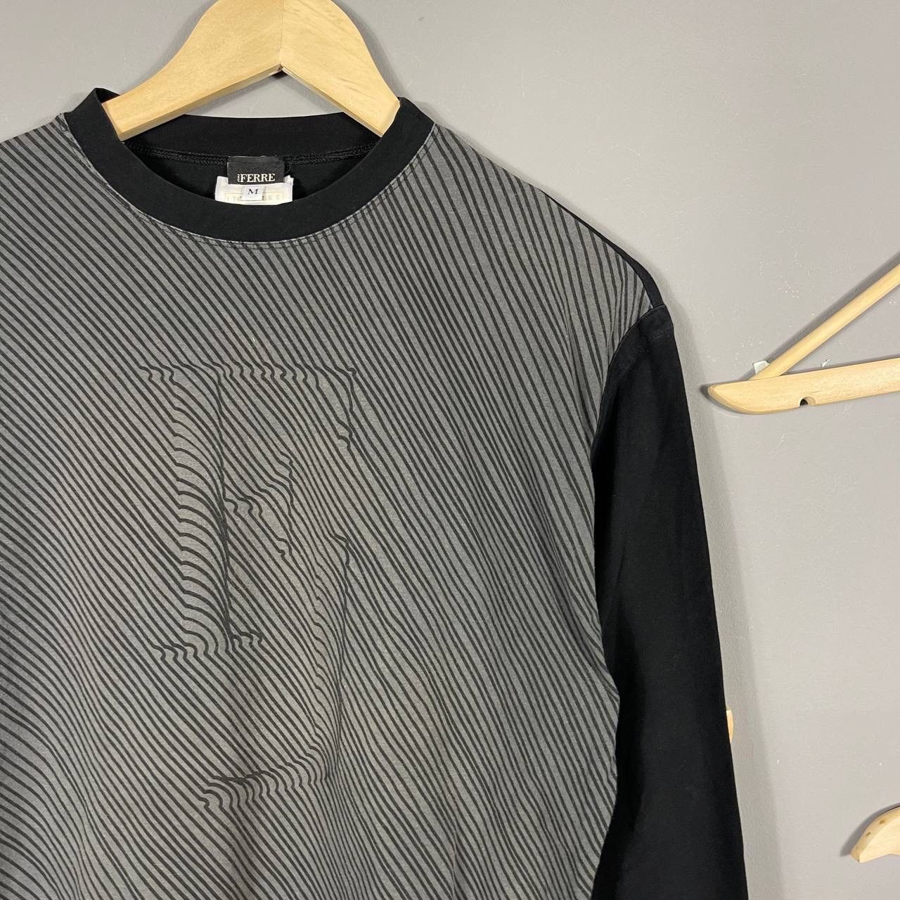 Gianfranco Ferre × Vintage Gianfranco Ferré Striped Logo Long Sleeve Tee Size US M / EU 48-50 / 2 - 2 Thumbnail