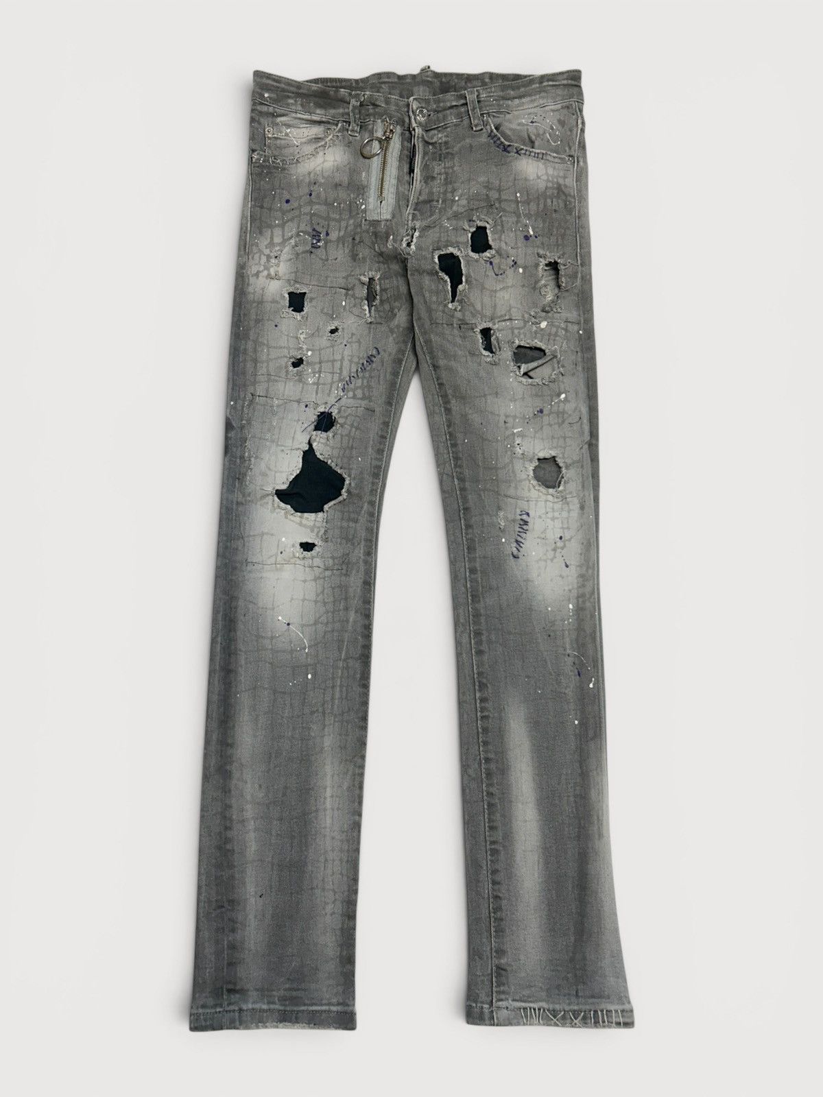 Dsquared2 FW2016 Distressed Croc Washed Denim Size US 30 / EU 46 - 1 Thumbnail