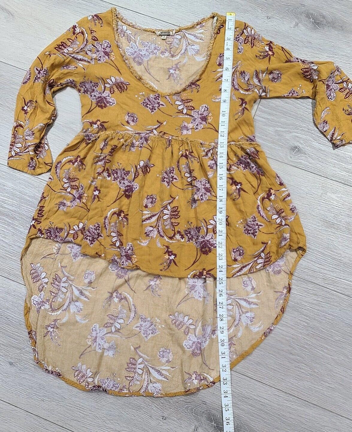 Designer BKE Gimmicks Top Small Floral High Low V Neck Tunic Boho Size S / US 4 / IT 40 - 6 Thumbnail