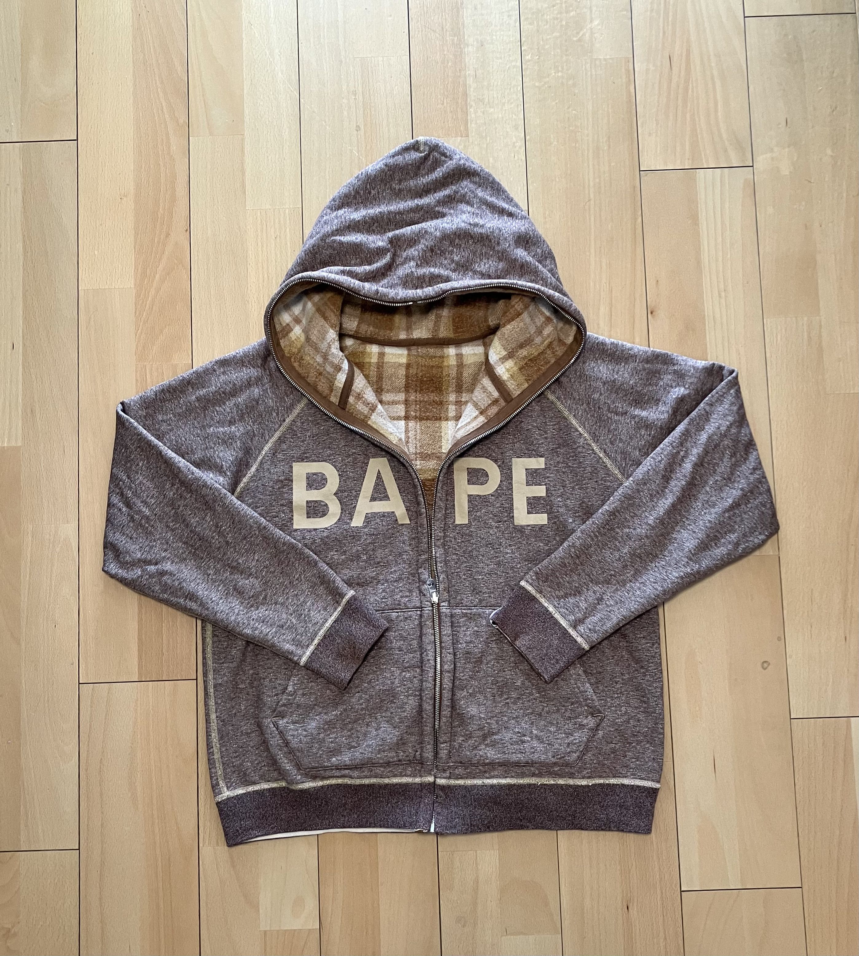 Bape Bape Check Reversible Hoodie Grailed
