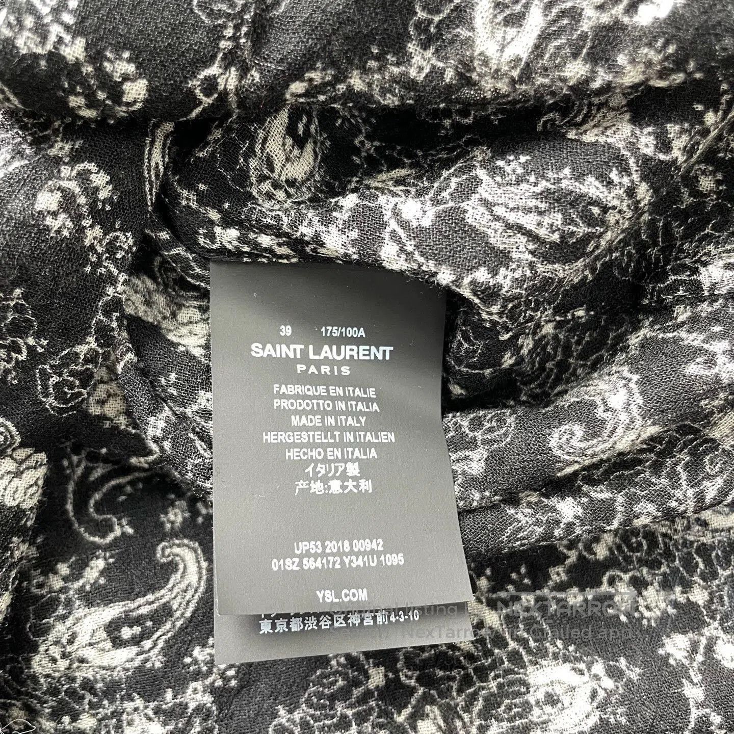 Saint Laurent Paris Saint Laurent 19SS Black White Wool Paisley Shirt. Size US M / EU 48-50 / 2 - 5 Thumbnail