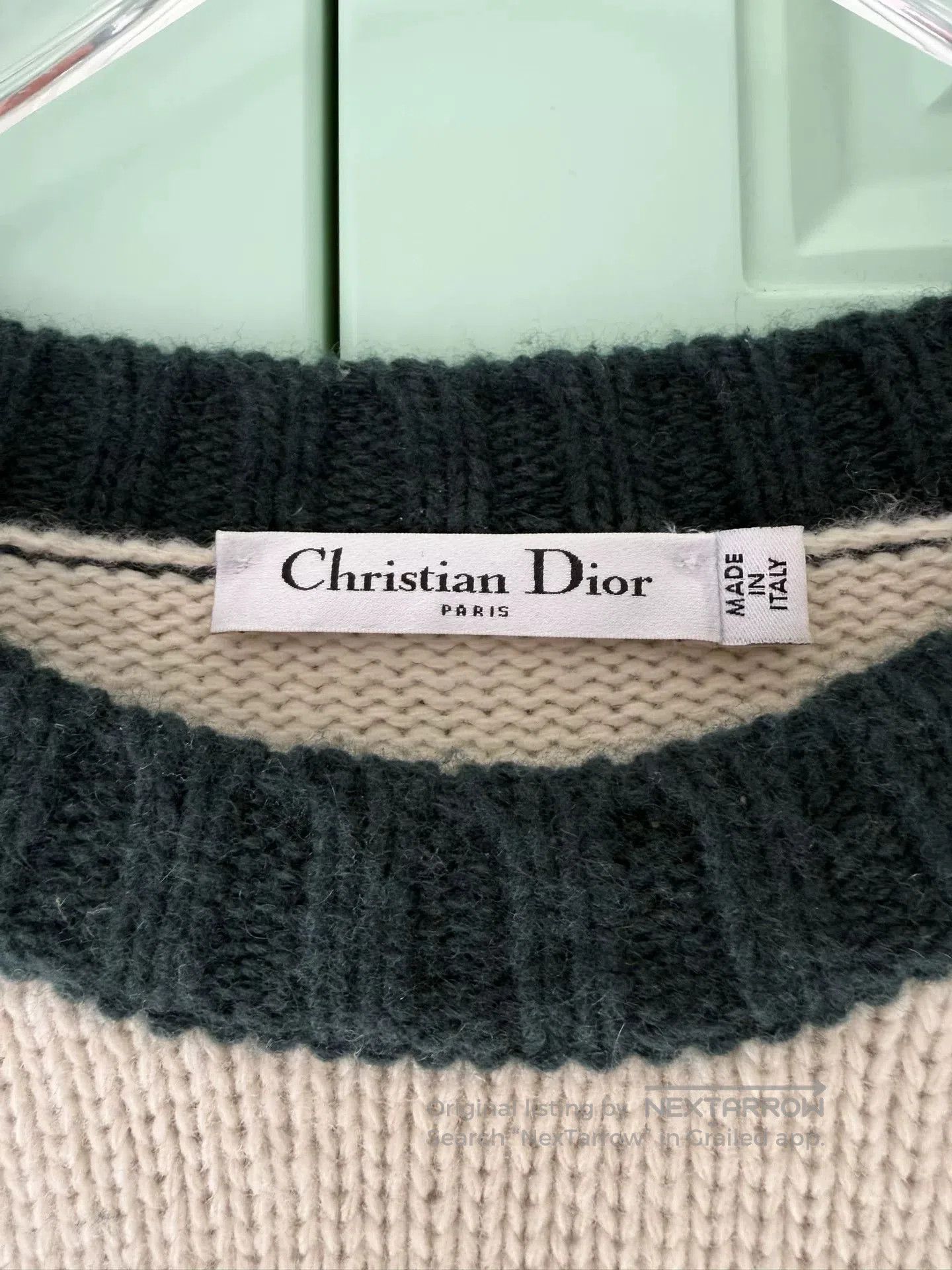 Dior Colorblock Logo Wool Cashmere Sweater.