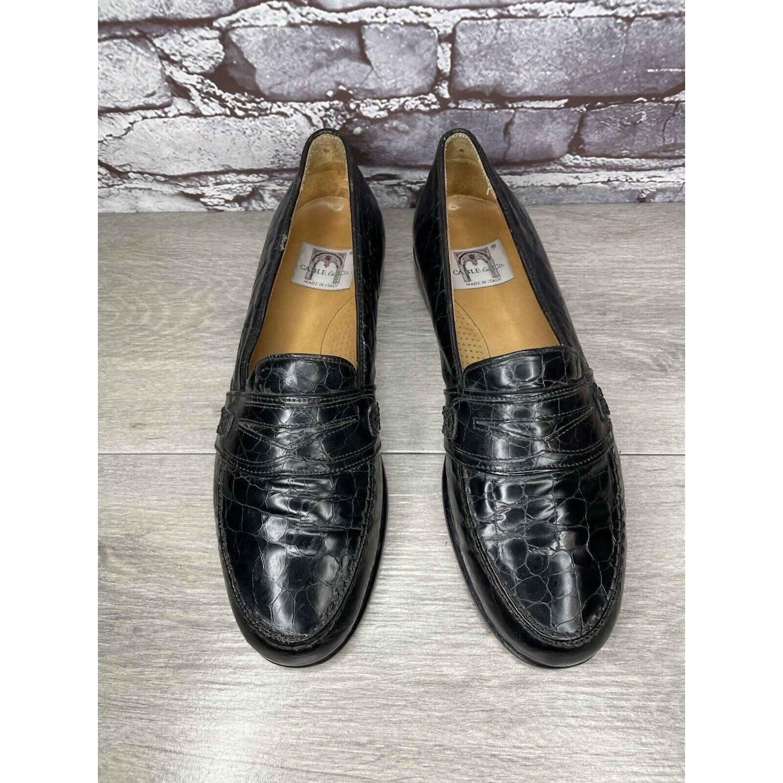 Other Cable & Co. Black Leather Croc Penny Loafers Dress Shoes Men Size US 9.5 / EU 42-43 - 20 Thumbnail