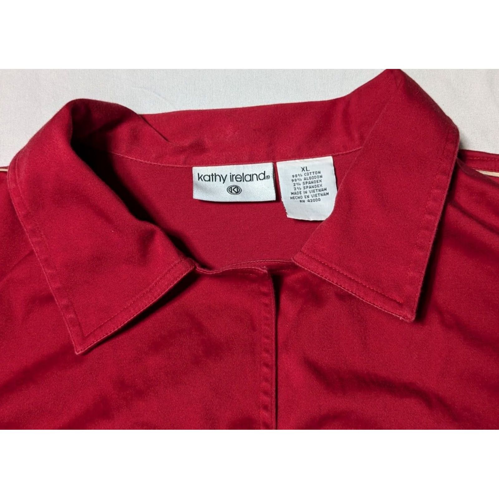 Vintage KATHY IRELAND Red Cotton Stretch Button-Up Jacket Women XL Size XL / US 12-14 / IT 48-50 - 7 Thumbnail