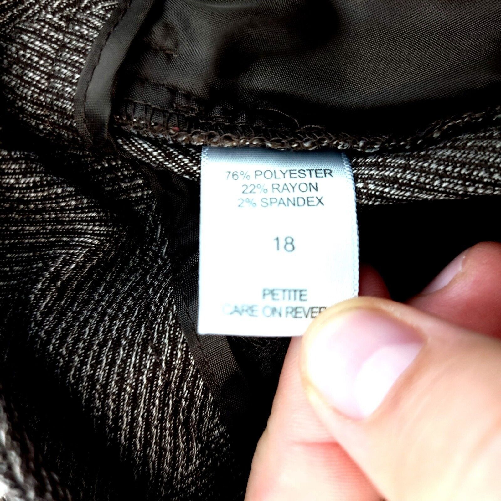Designer New York & Company 7TH Avenue Polyester Brown Herringbone Dr Size 37" - 6 Thumbnail