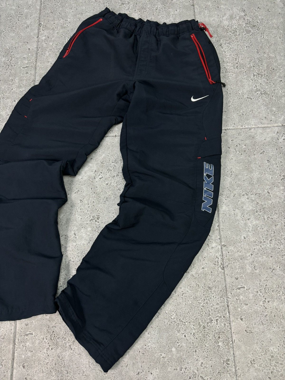 Nike × Vintage 00s Baggy Vintage Nike Track Pants Swoosh Logo Blockcore Size US 32 / EU 48 - 2 Thumbnail