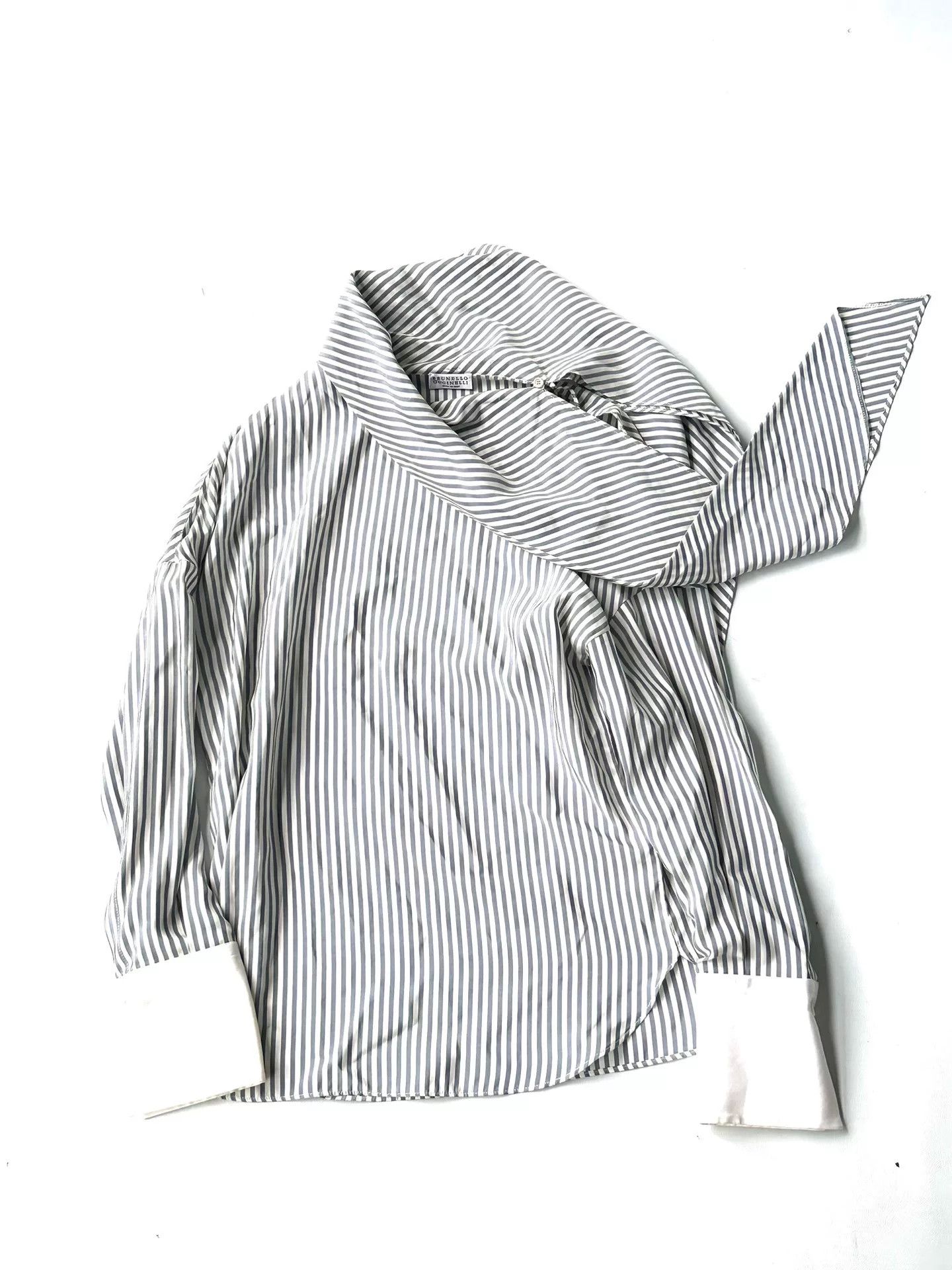Brunello Cucinelli Brunello Cucinelli Striped Silk Off-Shoulder Top Size XXS / US 00 / IT 34 - 1 Thumbnail