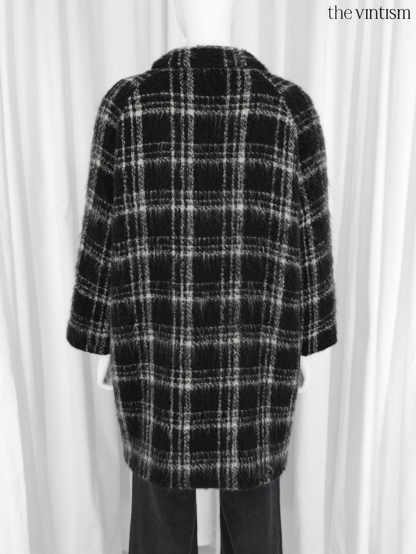 Ganni Ganni Grey Check Wool & Mohair Coat Scandi Oversized M/L Size M / US 6-8 / IT 42-44 - 8 Thumbnail