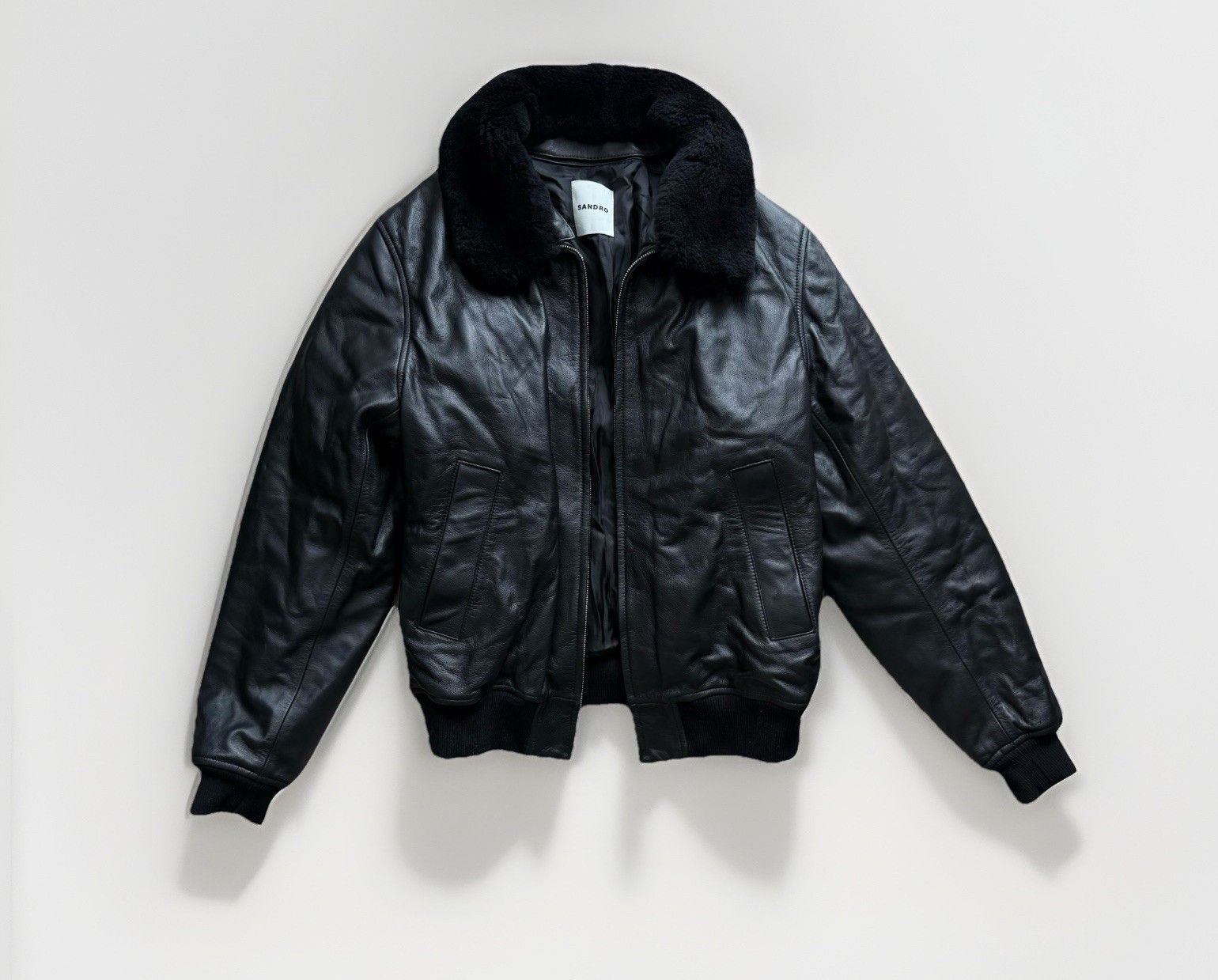Sandro Sandro Heron Leather Bomber Aviator Flight Jacket Size US M / EU 48-50 / 2 - 2 Thumbnail