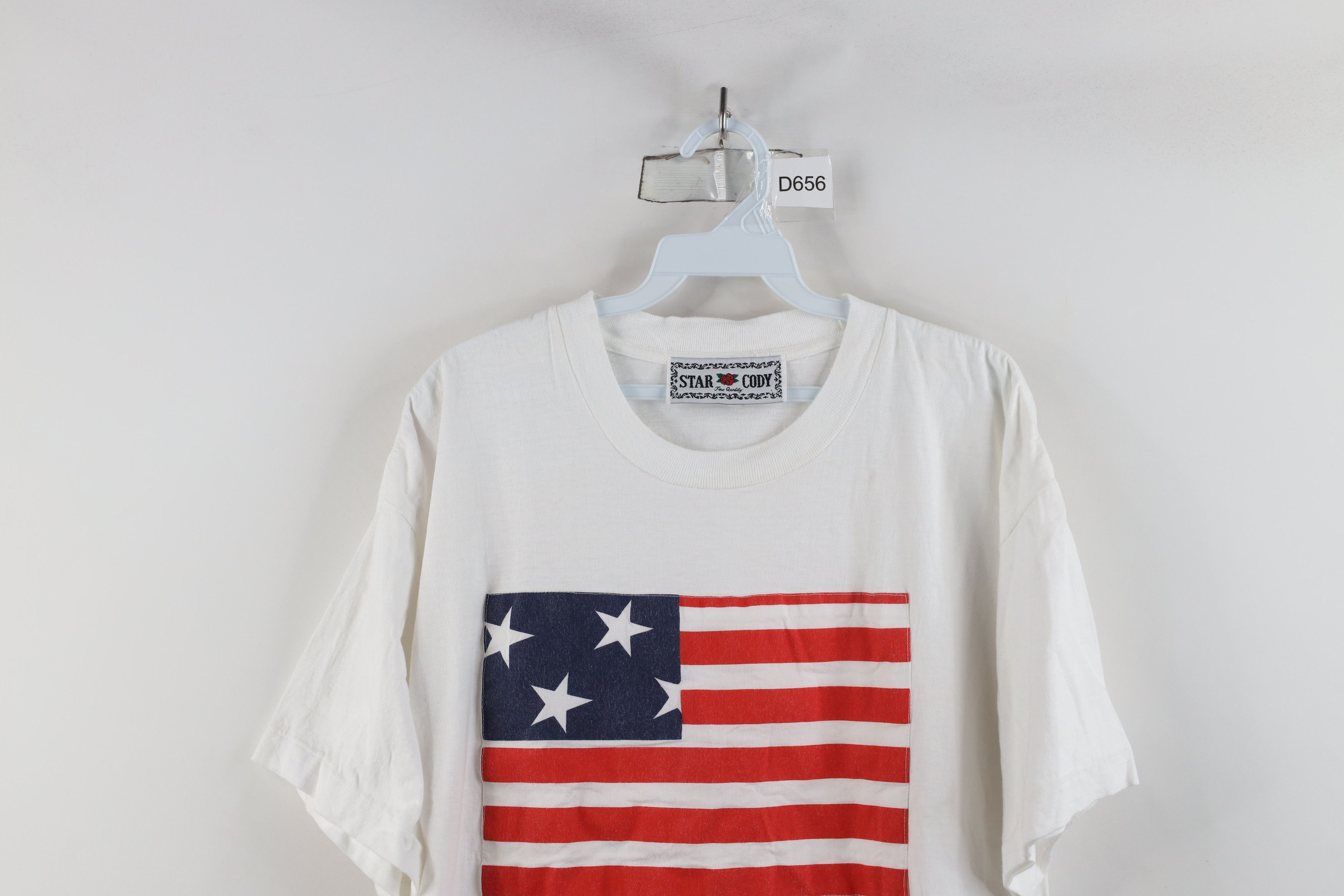 Vintage Vintage 90s Streetwear USA Flag Patch T-Shirt White USA Size ONE SIZE - 2 Thumbnail