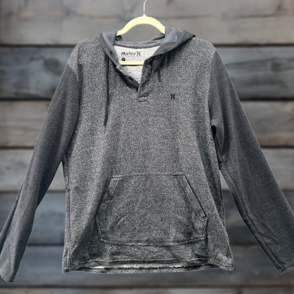 Hurley Hurley Hoodie Mens Large Gray Pullover Henley Towel Textured Cotton Blend Size US L / EU 52-54 / 3 - 1 Thumbnail