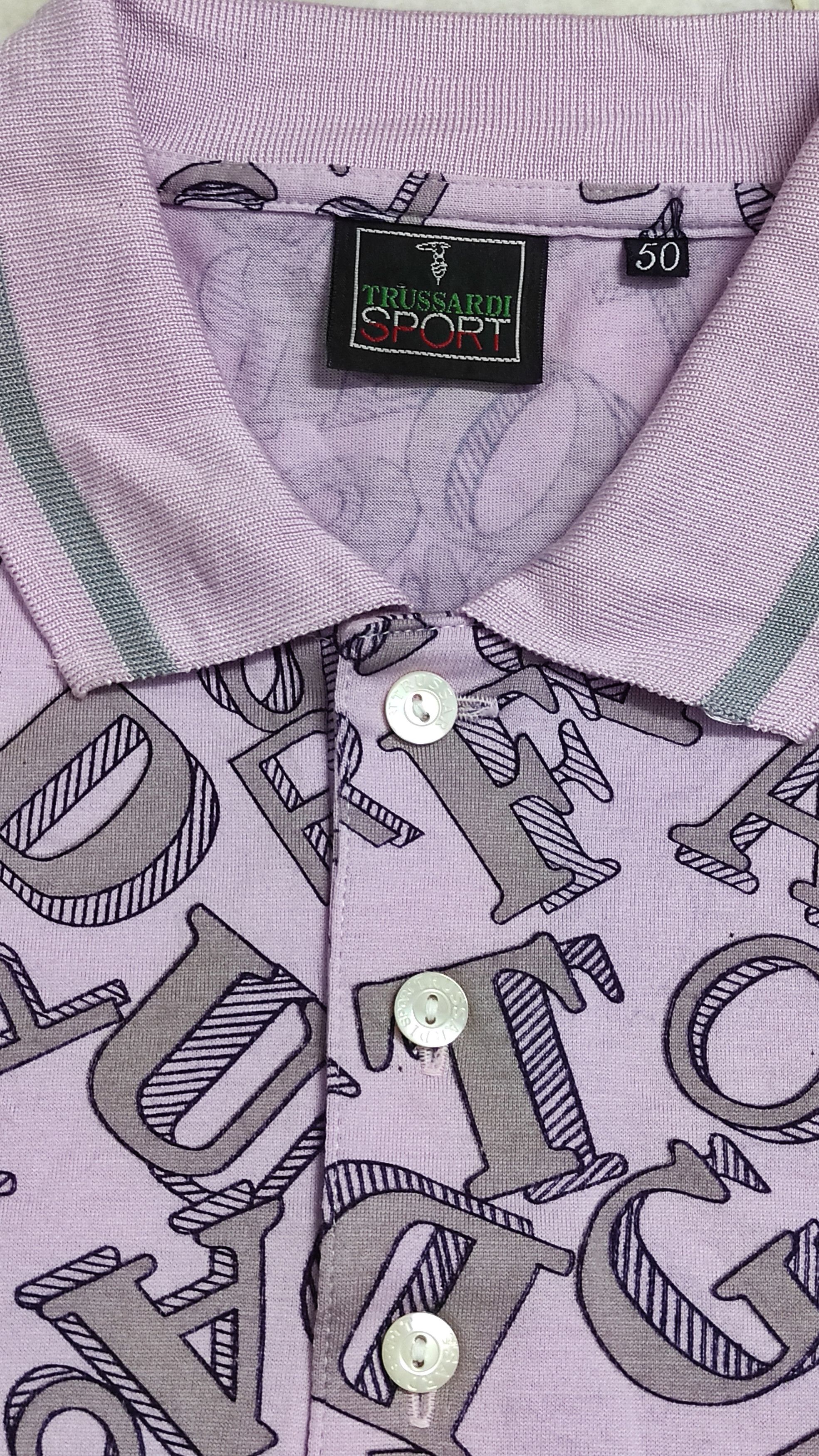 Trussardi SS90's TRUSSARDI SPORT OVP MONOGRAM POLO'S SHIRT Size US M / EU 48-50 / 2 - 3 Thumbnail