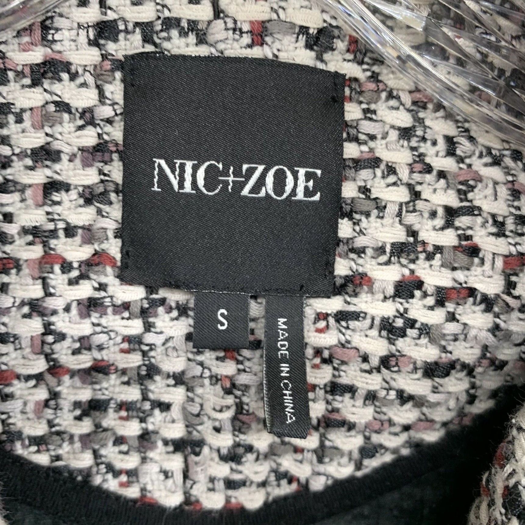 NIC+ZOE NIC+ZOE Women's Tweed Jacket Short Sleeve Fringe Button Fall Winter Casual Business Women's Small Black Grey White Size S / US 4 / IT 40 - 6 Thumbnail