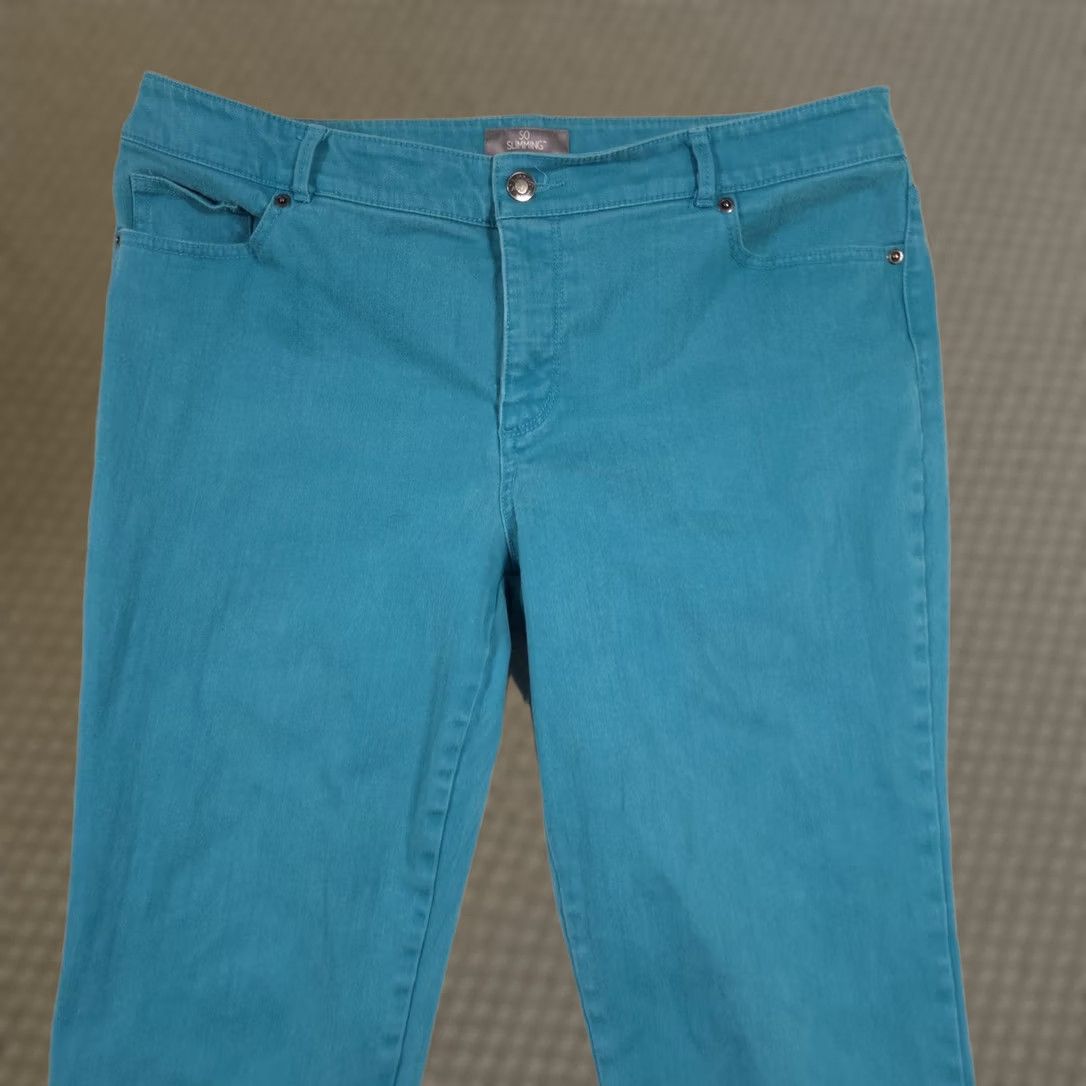 Vintage Chicos So Slimming Jeans Womens 3 Blue Teal Mid Rise Skinny Ankle Zip Stretch Jeans Size 26" / US 2 / IT 38 - 1 Thumbnail