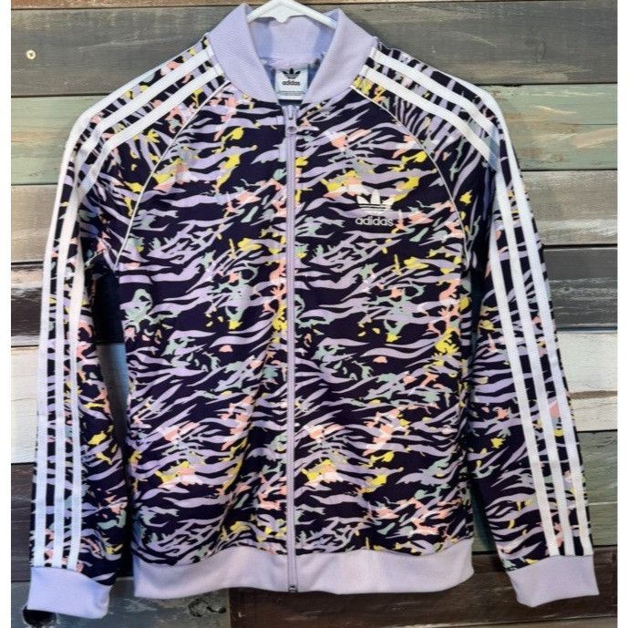 Adidas Adidas Girls Purple Animal Zebra Print Zip Track Jacket M (1 Size M / US 6-8 / IT 42-44 - 1 Thumbnail