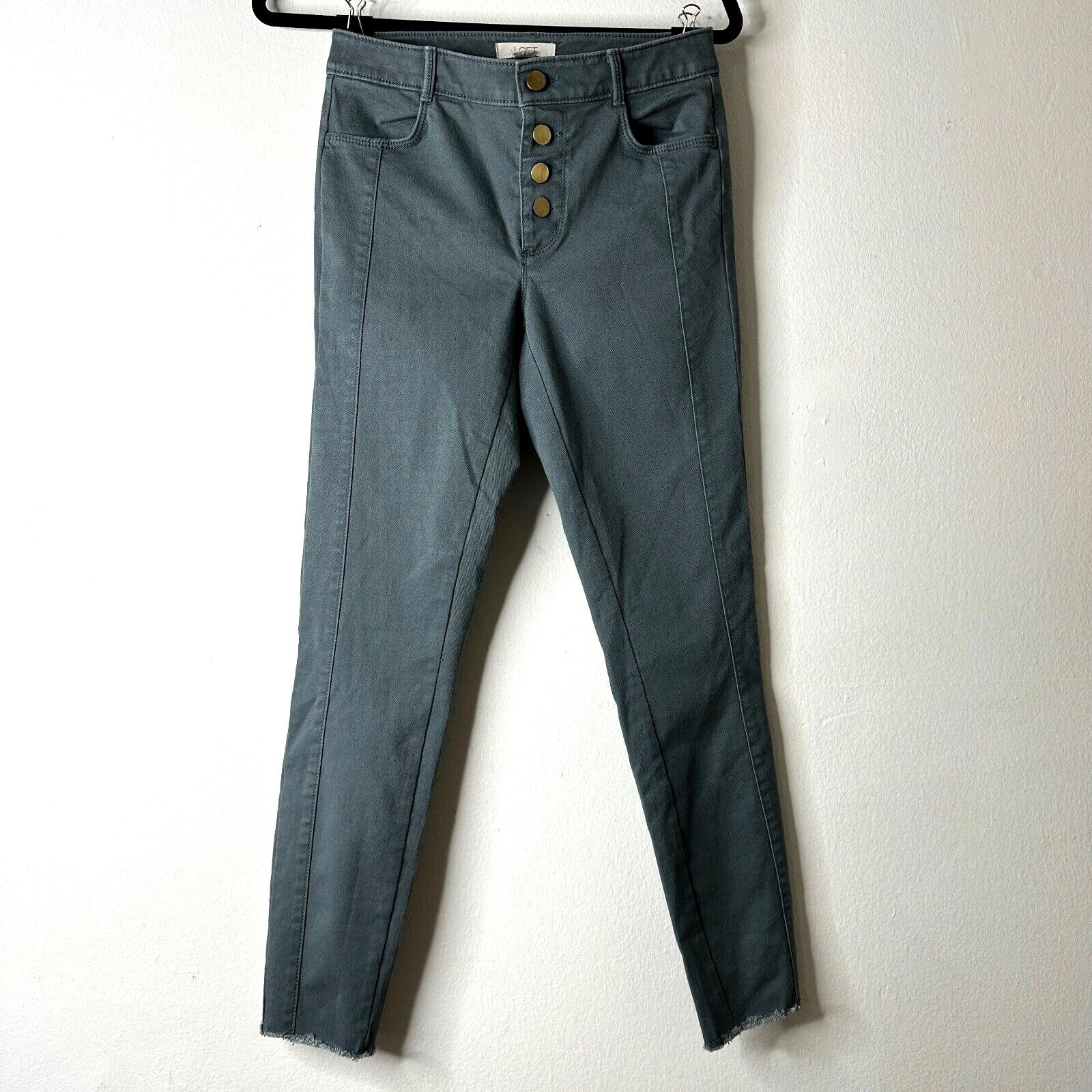 Loft Loft Slate Gray Button Fly Frayed Hem Jean Front Stitch 00 Size 24" / US 00 / IT 34 - 2 Thumbnail