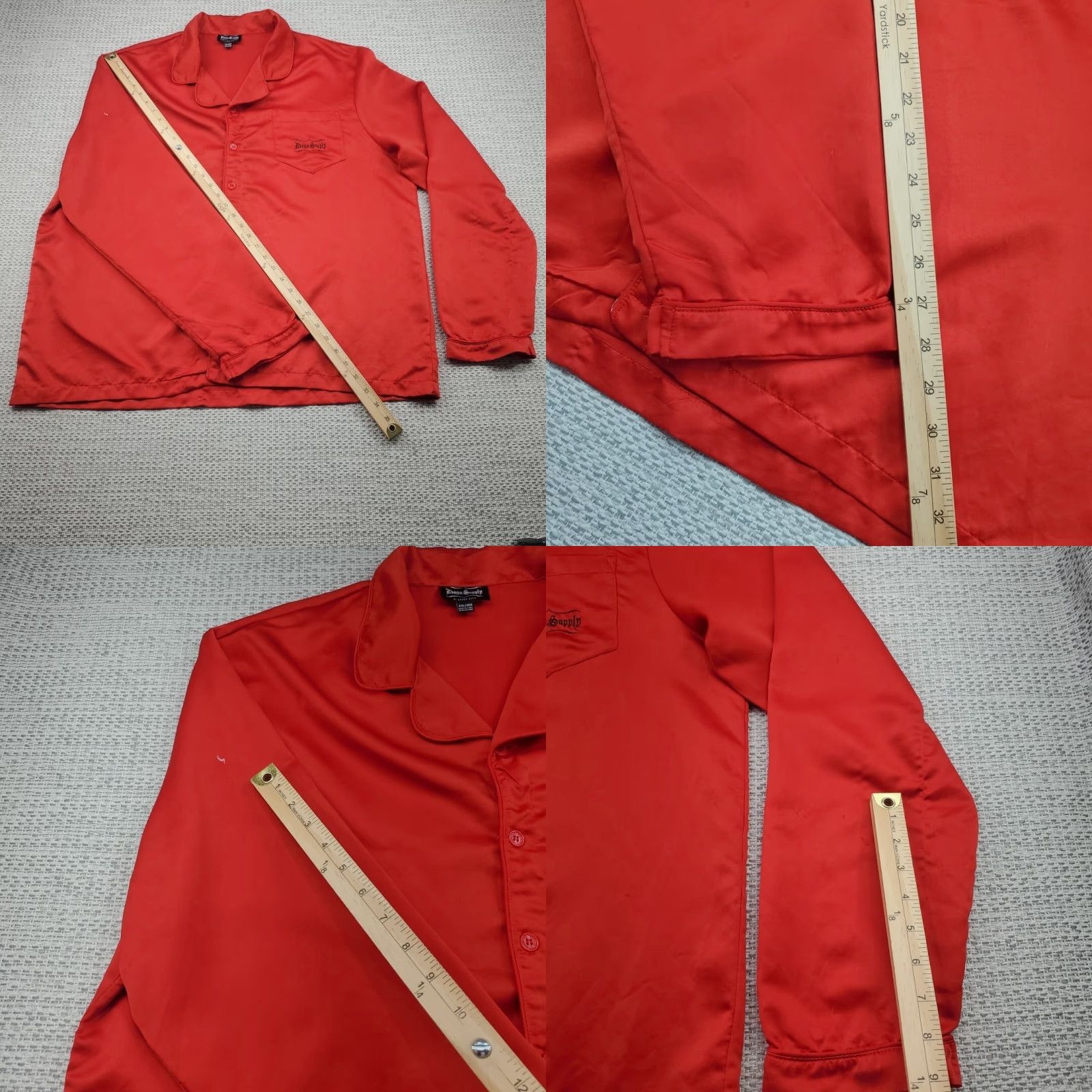 Vintage Dogg Supply Snoop Dogg Mens Sleep Shirt 2XL Satin Poly Red Long Sleeve Button Collared Pocket Logo Sleepwear Size US XXL / EU 58 / 5 - 9 Thumbnail
