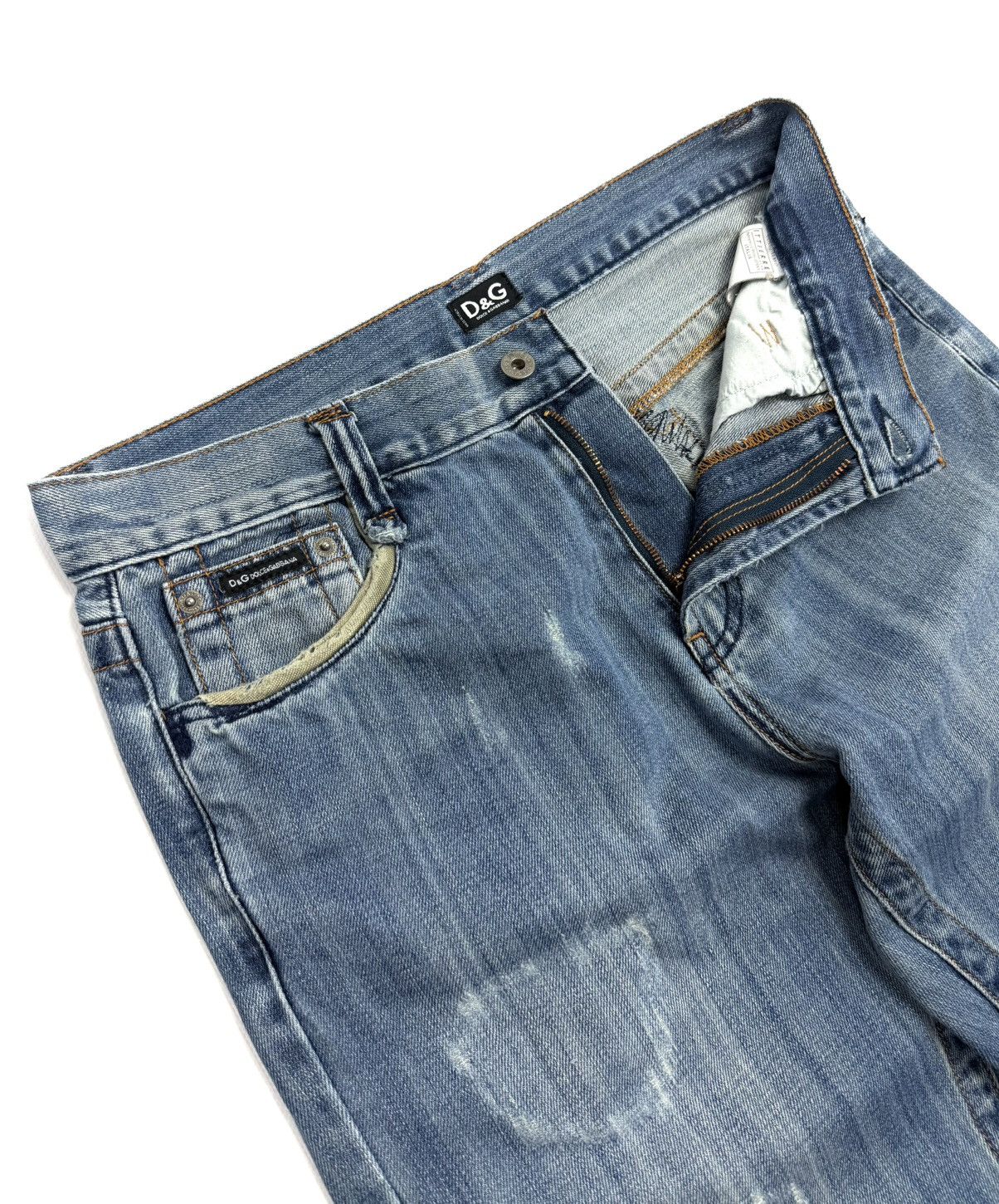 Dolce & Gabbana 00s Dolce & Gabbana Vintage Distressed Logo Jeans Blue Italy Size 34" / US 12 / IT 48 - 7 Thumbnail