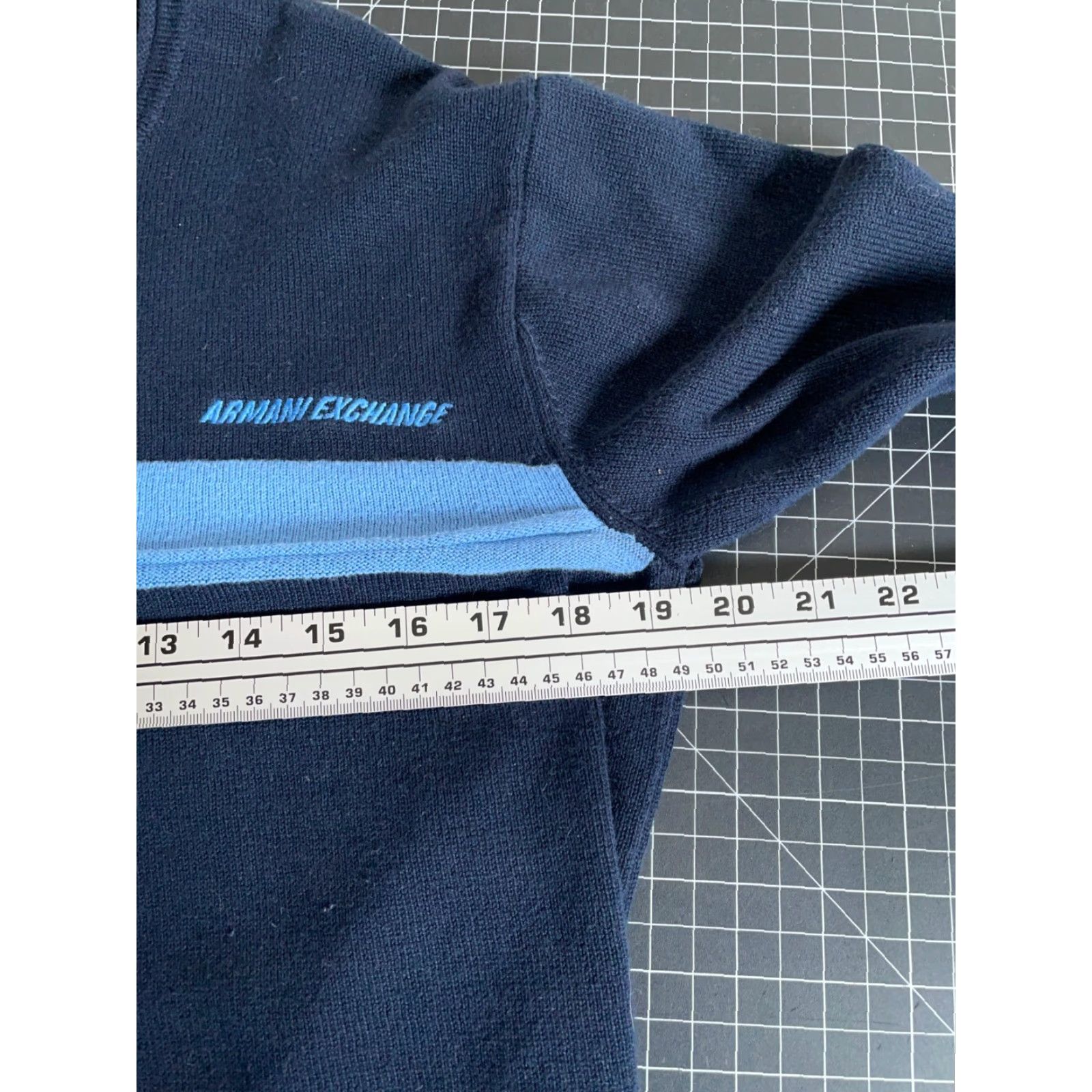 Armani Exchange Armani Exchange Sweater Mens M Blue Stripe Knit Crew Neck Slim Fit Cotton Blend Pullover Long Sleeve 90s Retro Classic Size US M / EU 48-50 / 2 - 5 Thumbnail