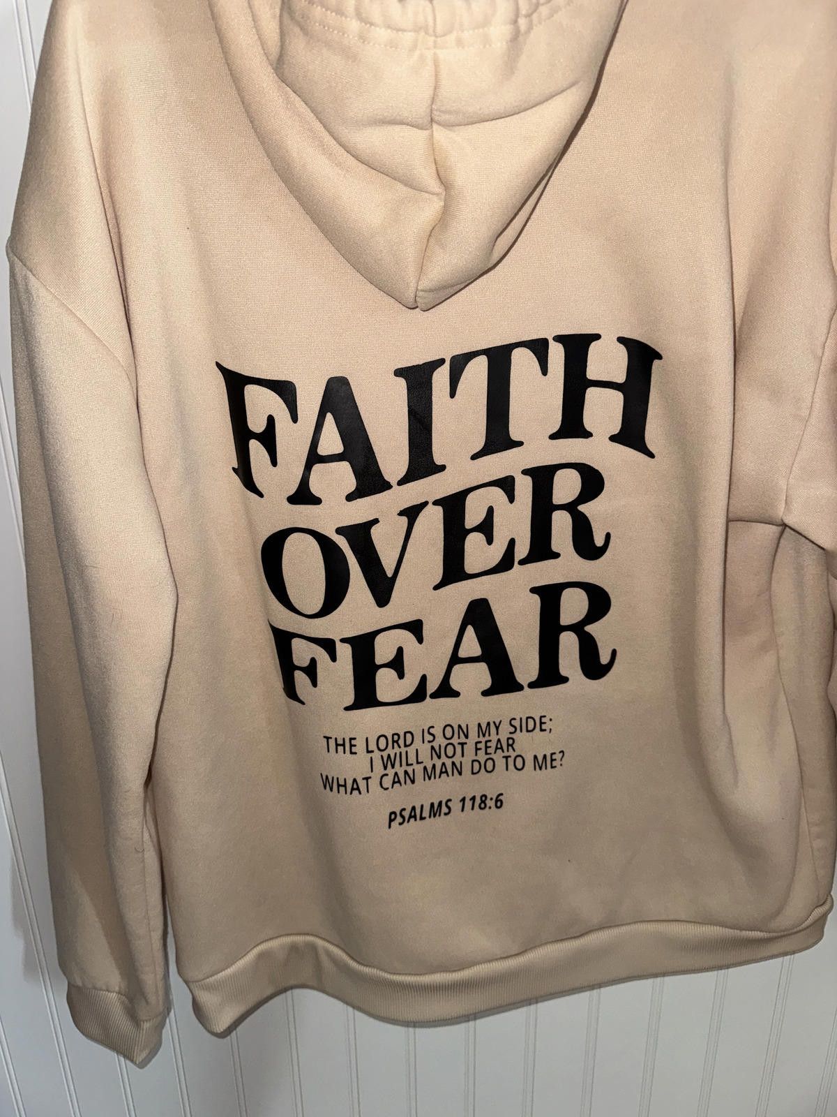 Other Faith Over Fear Beige Hoodie Sweatshirt Oversized Large Size US L / EU 52-54 / 3 - 3 Thumbnail