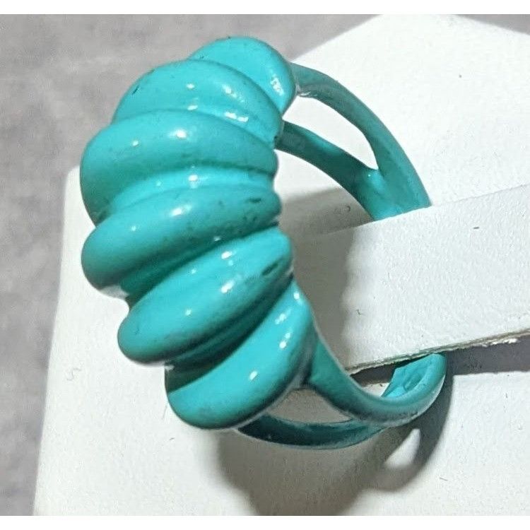 Other Mermaidcore Blue Scalloped Metal Enamel Coated Ring Size 5 Size ONE SIZE - 11 Thumbnail