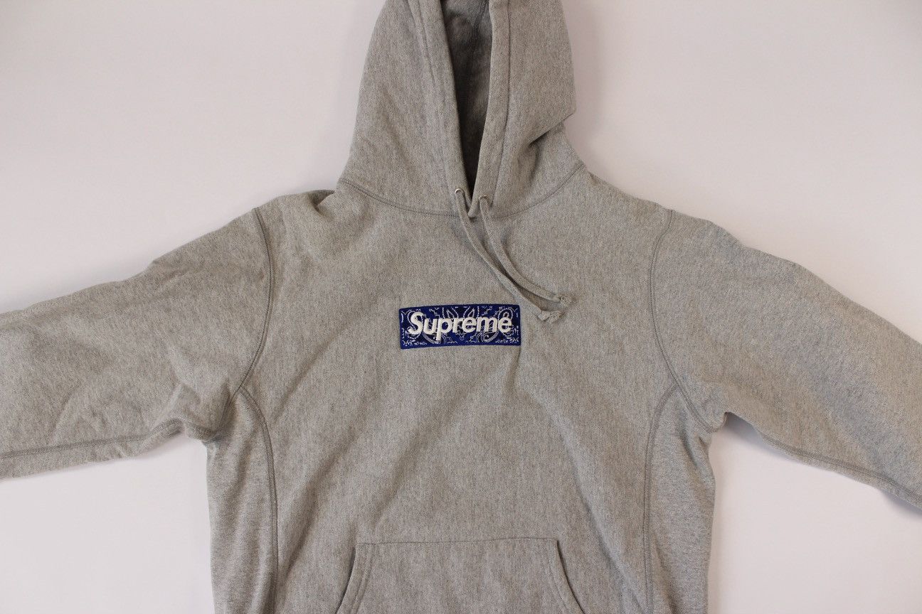 Supreme Supreme Bandana Box Logo Hooded Sweatshirt 'Heather Grey' Size US M / EU 48-50 / 2 - 10 Thumbnail