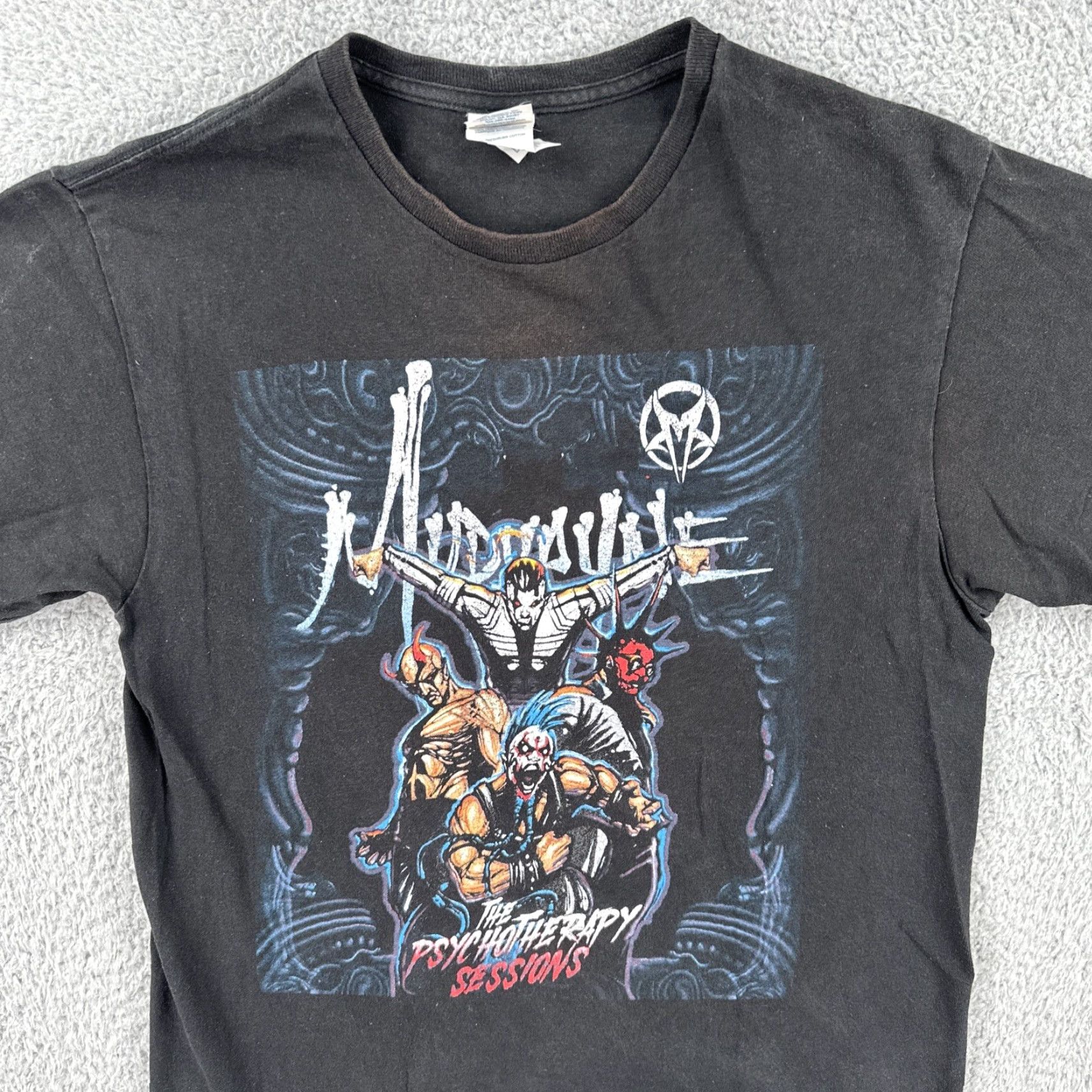 Delta VINTAGE Delta Medium Black T Shirt Muduayne The Psychotherapy Sessions Metal Rock Tour Size US M / EU 48-50 / 2 - 4 Thumbnail