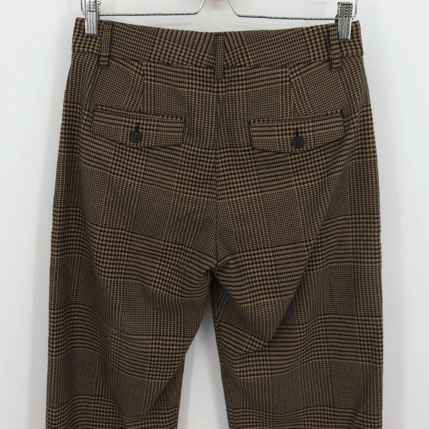 Banana Republic Banana Republic Women 4 Tan Black Houndstooth Check Flat Front Pants Size 27" / US 4 / IT 40 - 5 Thumbnail