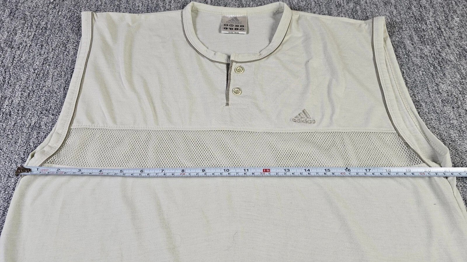 Adidas Adidas Vintage Mesh Sleeveless Polo Tank Top Cream Men 2XL Size US XXL / EU 58 / 5 - 9 Thumbnail