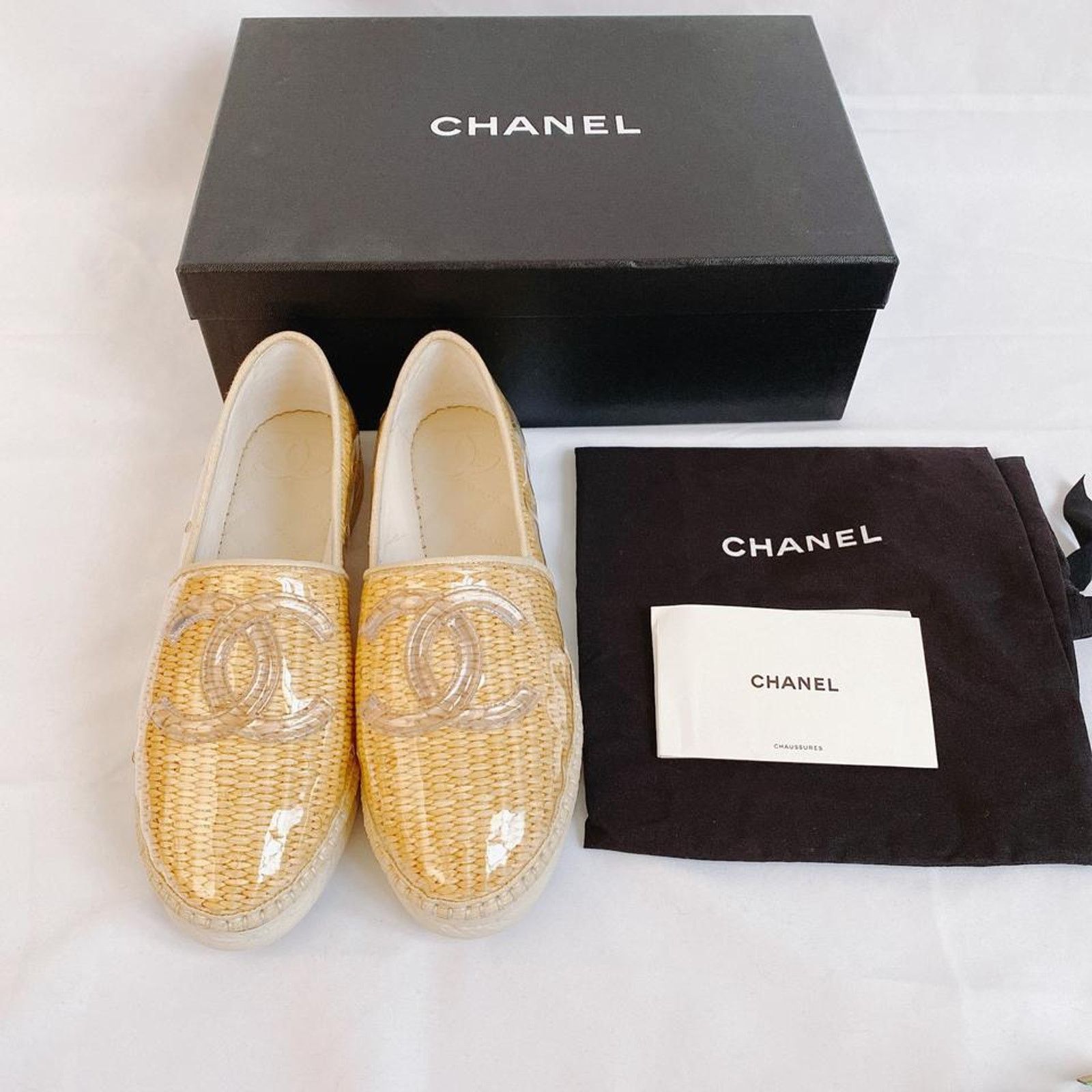 Chanel CC logo raffia clear PVC espadrilles flats Size US 7 / IT 37 - 9 Thumbnail