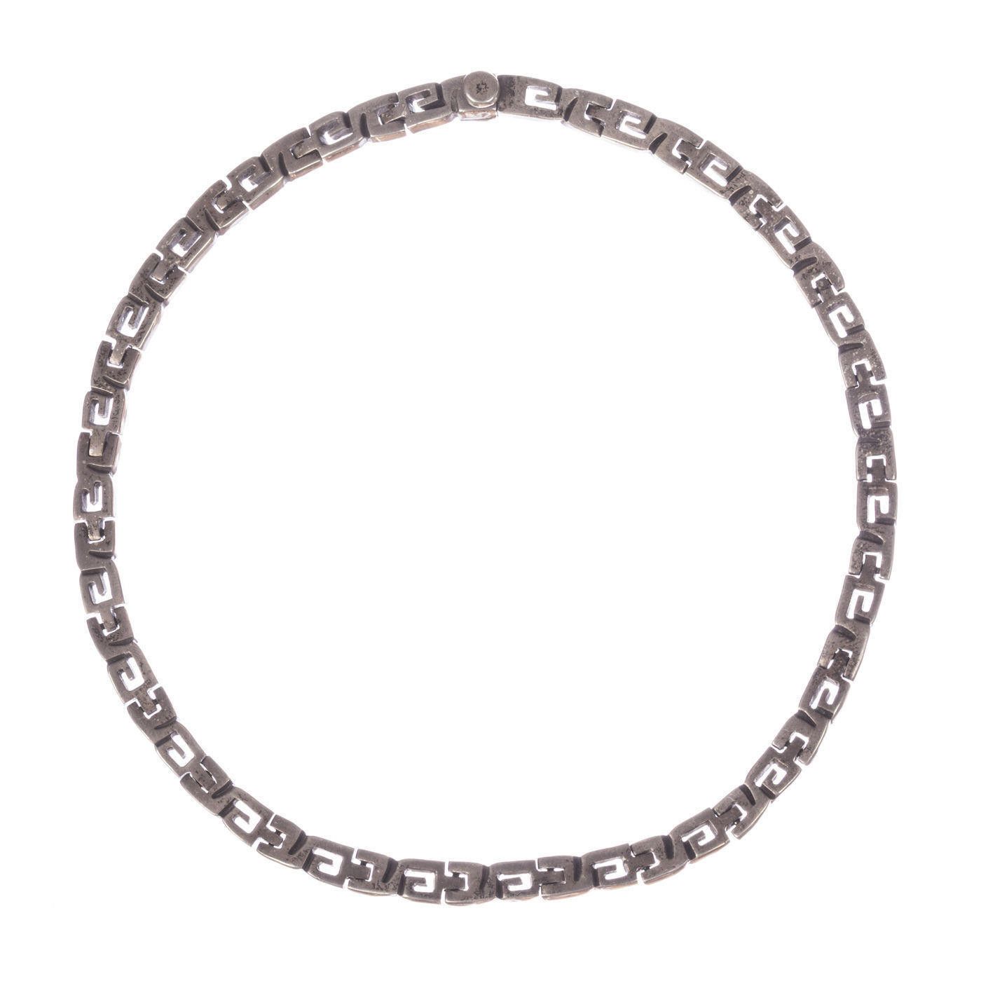 Handmade Mexican Sterling Silver Greek Key Collar Necklace Size ONE SIZE - 1 Thumbnail