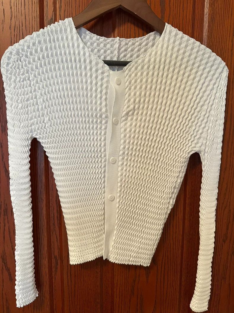 Issey Miyake issey miyake size:one size White puffed-sleeve cardigan 25 Size XXS / US 00 / IT 34 - 1 Thumbnail