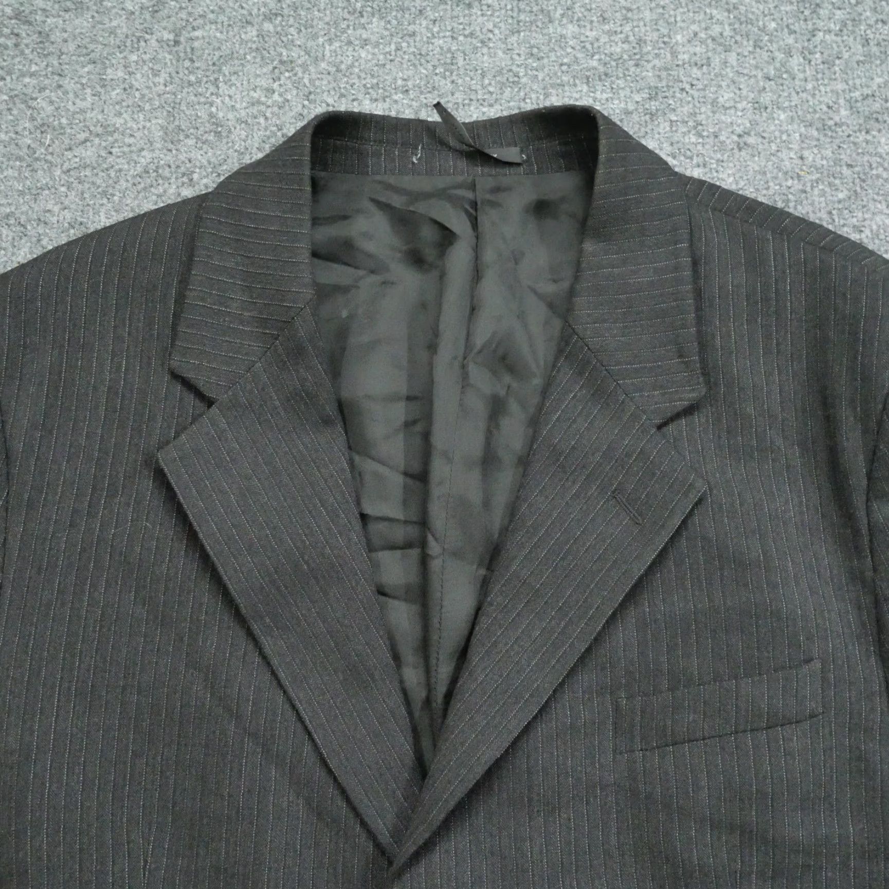 Emporio Armani VINTAGE Emporio Armani Jacket Blazer Mens 46 Grey Black Striped Made In Italy Size 46R - 3 Thumbnail