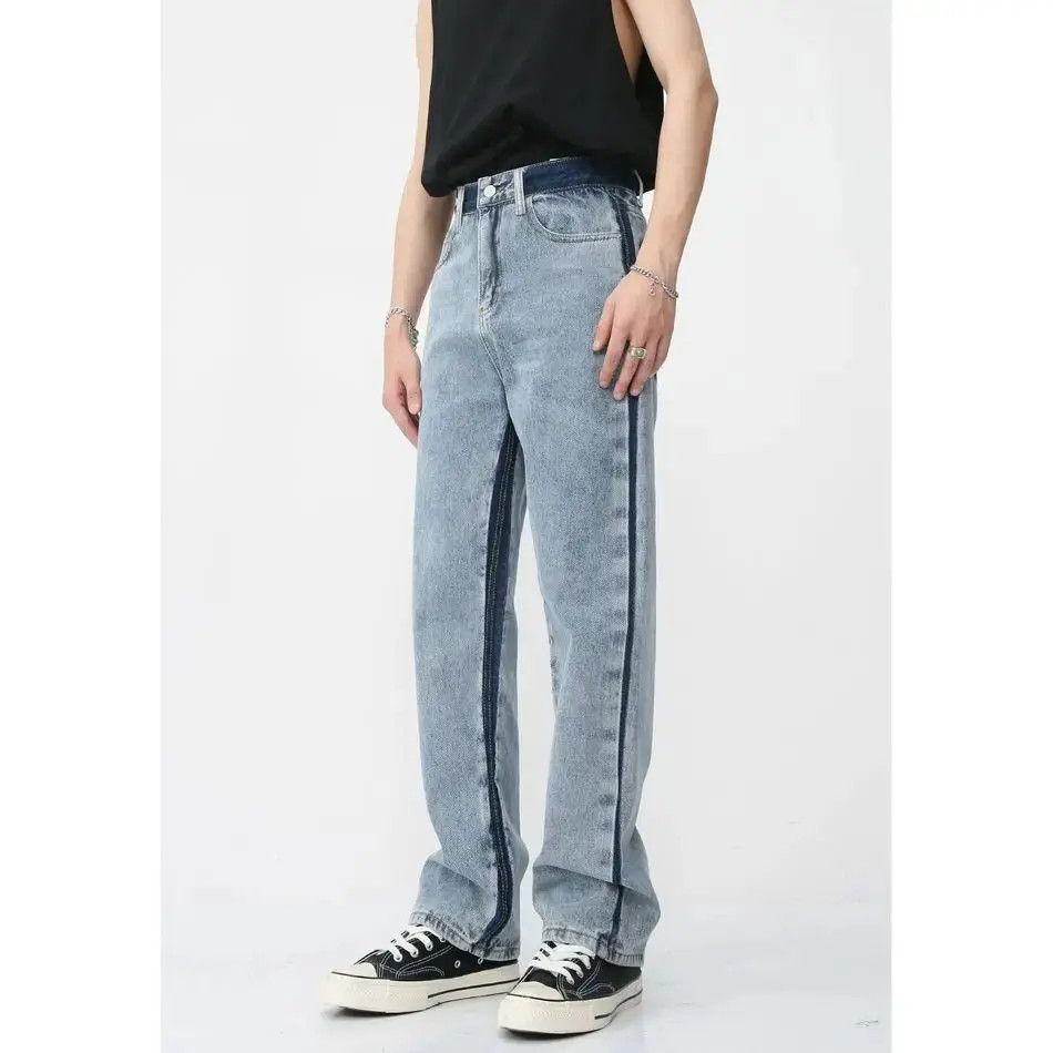 Japanese Brand Retro loose straight leg spliced jeans Size US 32 / EU 48 - 3 Thumbnail