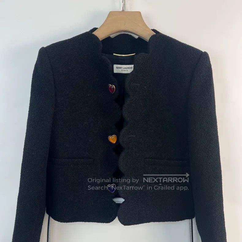 Saint Laurent Paris Saint Laurent Paris Black Velvet Jacket with Colored Heart Size XS / US 0-2 / IT 36-38 - 1 Thumbnail