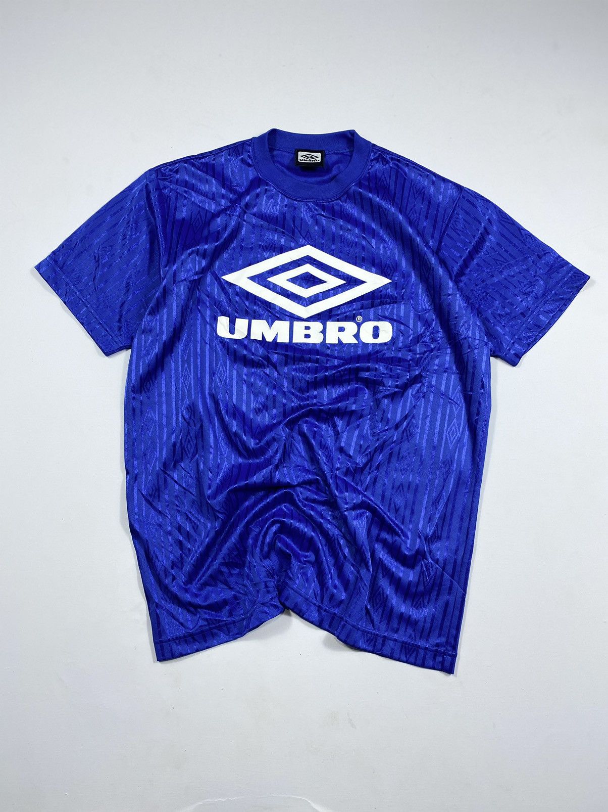 image of Soccer Jersey x Umbro Vintage Umbro Jersey Big Logo Blue, Men's (Size Medium)