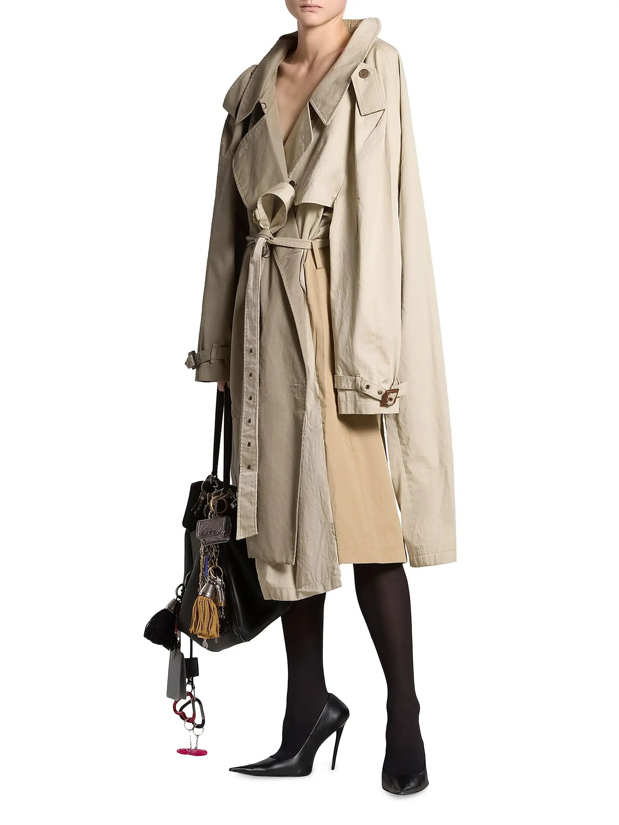 Balenciaga o1tr1nto0825 Double Sleeve Trench Coat in Dark Beige Size M / US 6-8 / IT 42-44 - 3 Thumbnail