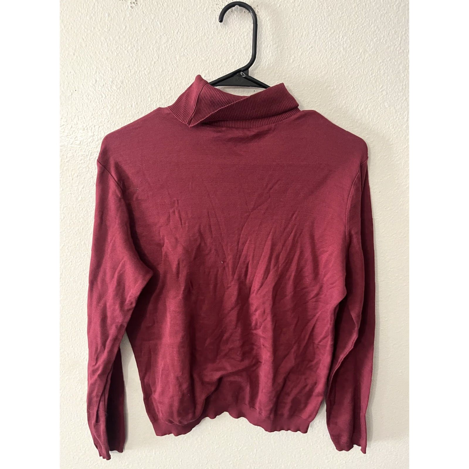 Brooks Brothers Vintage Brooks Brothers Women's Sweater L Turtleneck Cotton Maroon Pullover 90s US Department Size L / US 10 / IT 46 - 3 Thumbnail