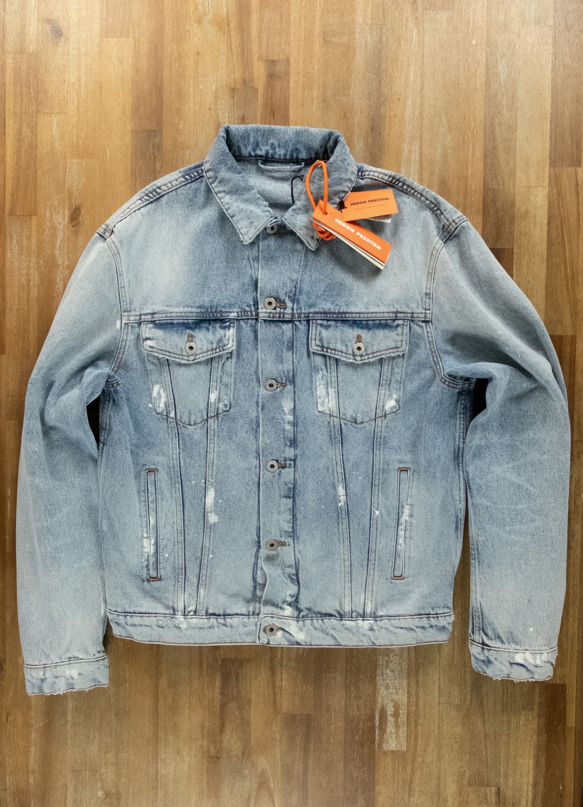 Heron Preston HERON PERSTON blue distressed paint splatter denim jacket L Size US L / EU 52-54 / 3 - 1 Thumbnail