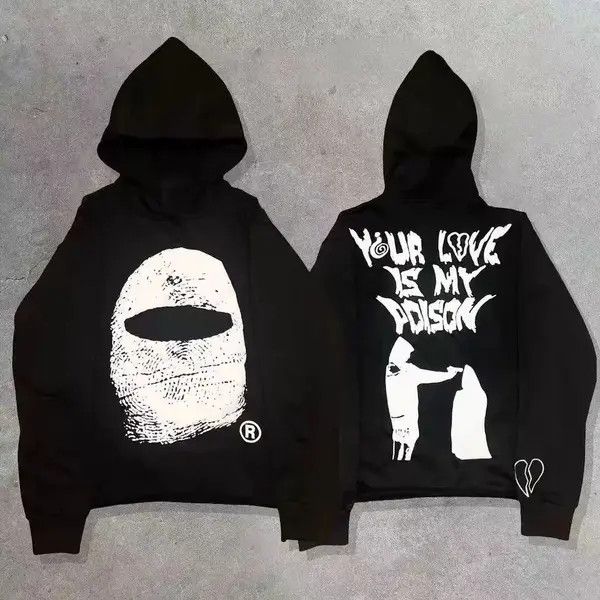 VIBE Retro Street Hip Hop Creative Print Hooded Sweatshirt Size US L / EU 52-54 / 3 - 4 Thumbnail