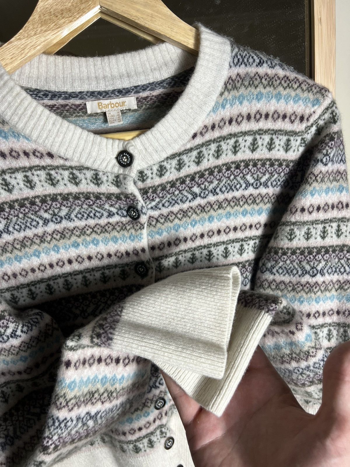 Barbour Vintage Barbour Women’s Wool Fair Isle Knit Cardigan Sweater Size M / US 6-8 / IT 42-44 - 3 Thumbnail