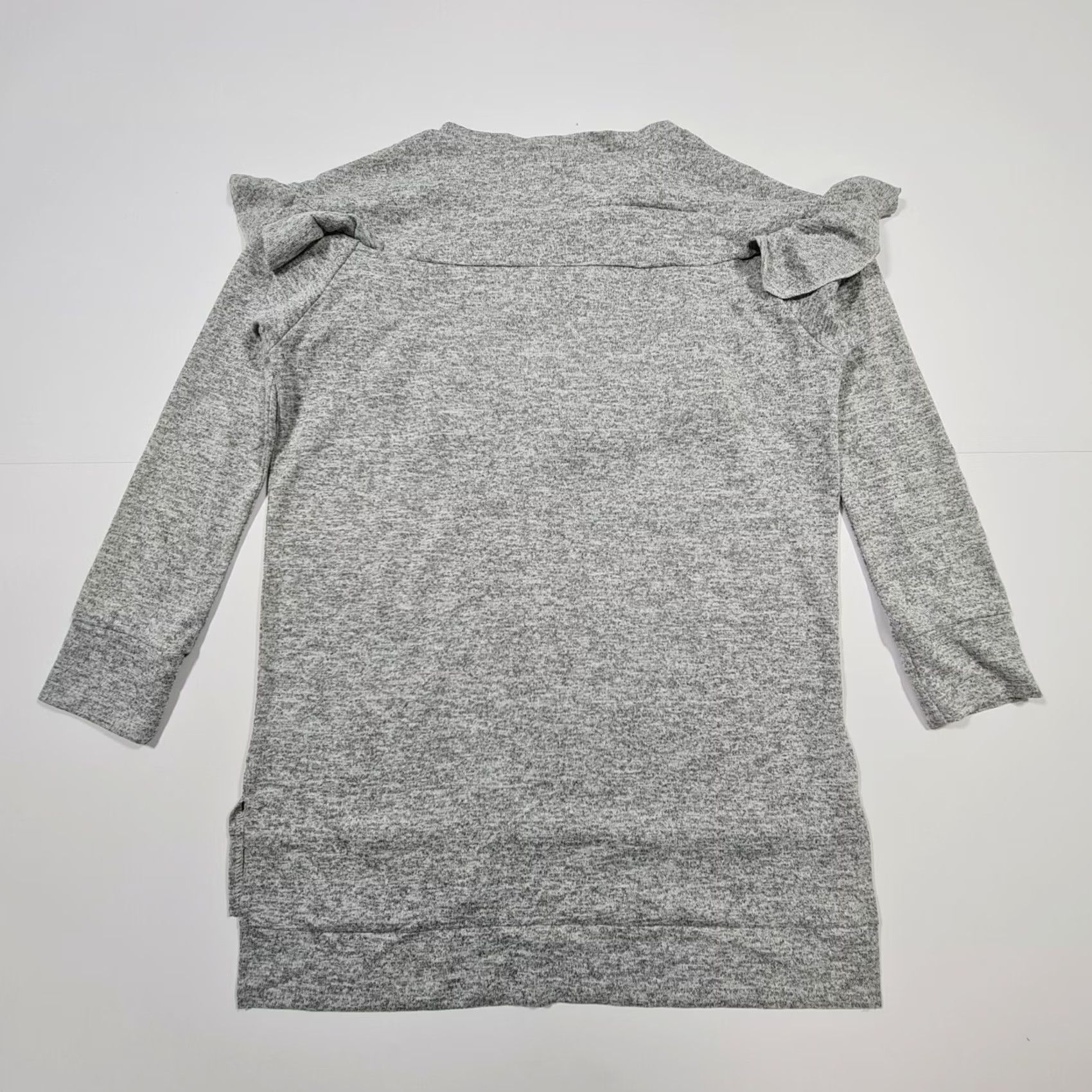 Vintage Linea Womens T Shirt Grey 10 UK Long Sleeves Stretch Frilled Top Size L / US 10 / IT 46 - 6 Thumbnail
