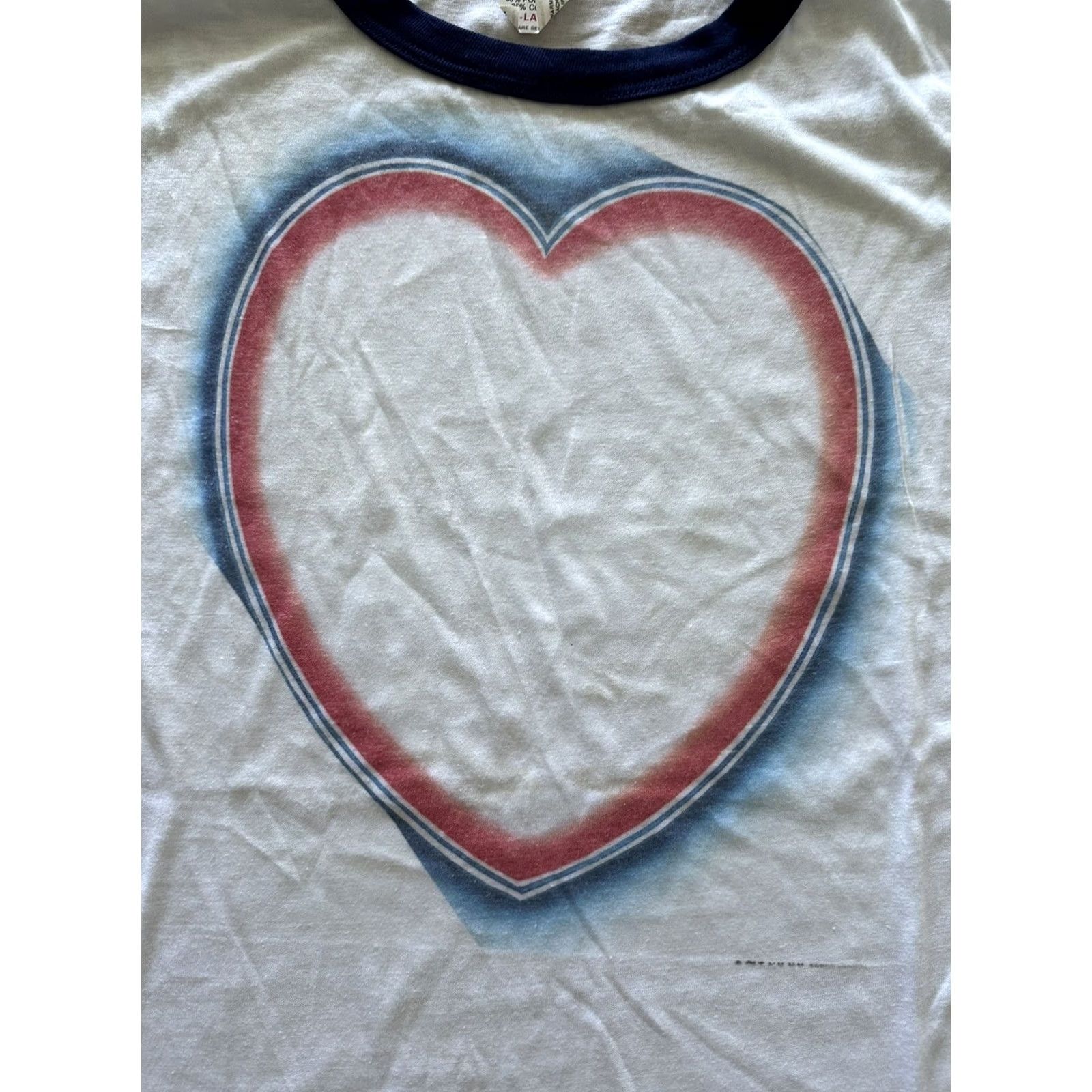 Vintage VINTAGE I Love Heart Ringer T-Shirt XL RARE Unisex 80s Deadstock NOS QLT White Cotton Blend Short Sleeve Graphic Tee Size US L / EU 52-54 / 3 - 2 Thumbnail