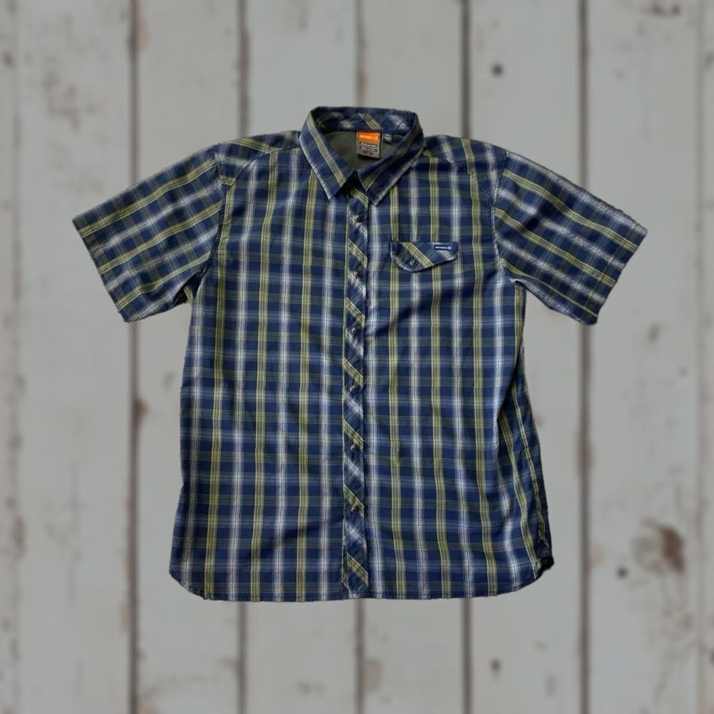 Merrell VINTAGE Merrell Mens Button Up Shirt Large Green Plaid Pearl Snap Short Sleeve Pocket Size US L / EU 52-54 / 3 - 1 Thumbnail